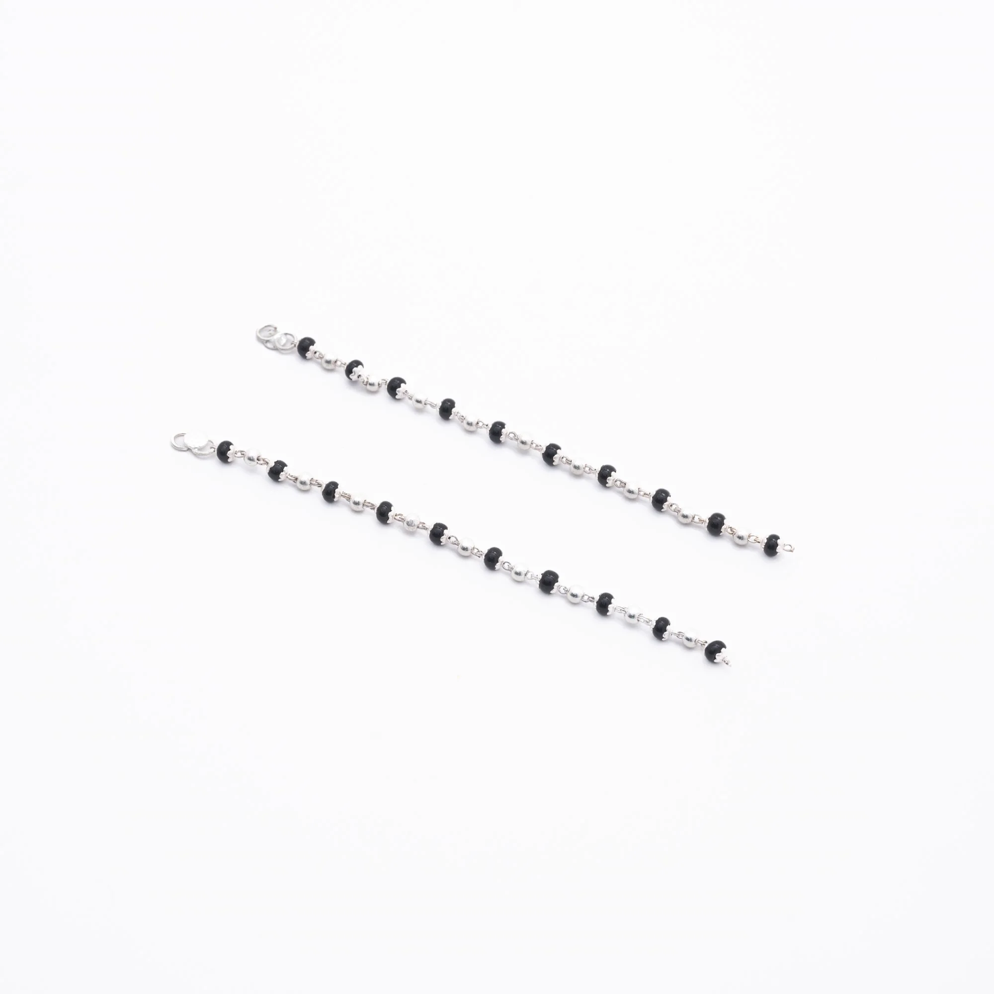 Real Black Beads Embedded in Silver Nazariya for Kids - Image 3