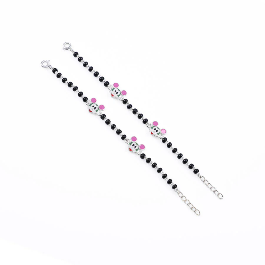 Real Black Beads Mickey Mouse Silver Nazariya for Kids - Image 4