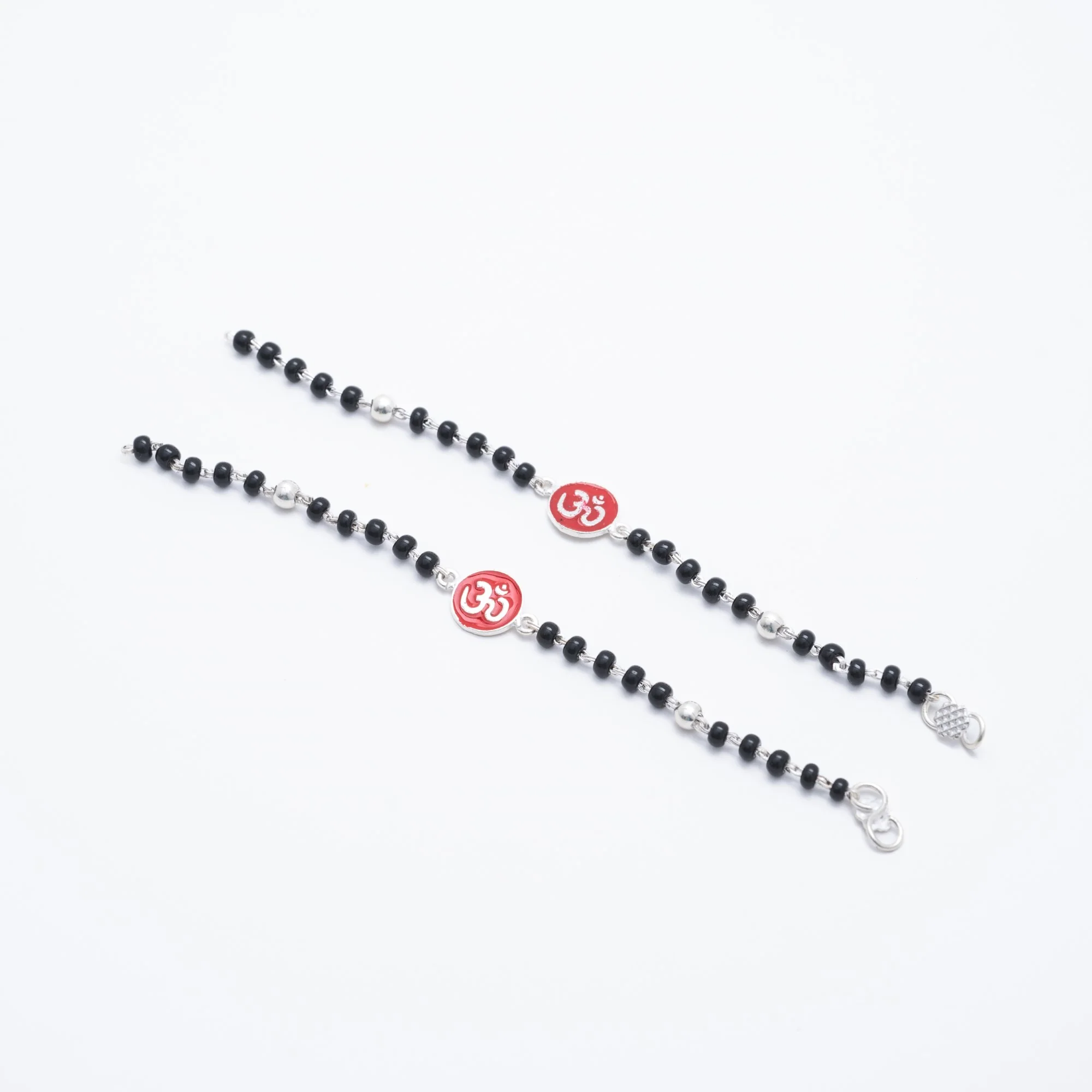 Real Black Beads Om Silver Nazariya for Kids - Image 3