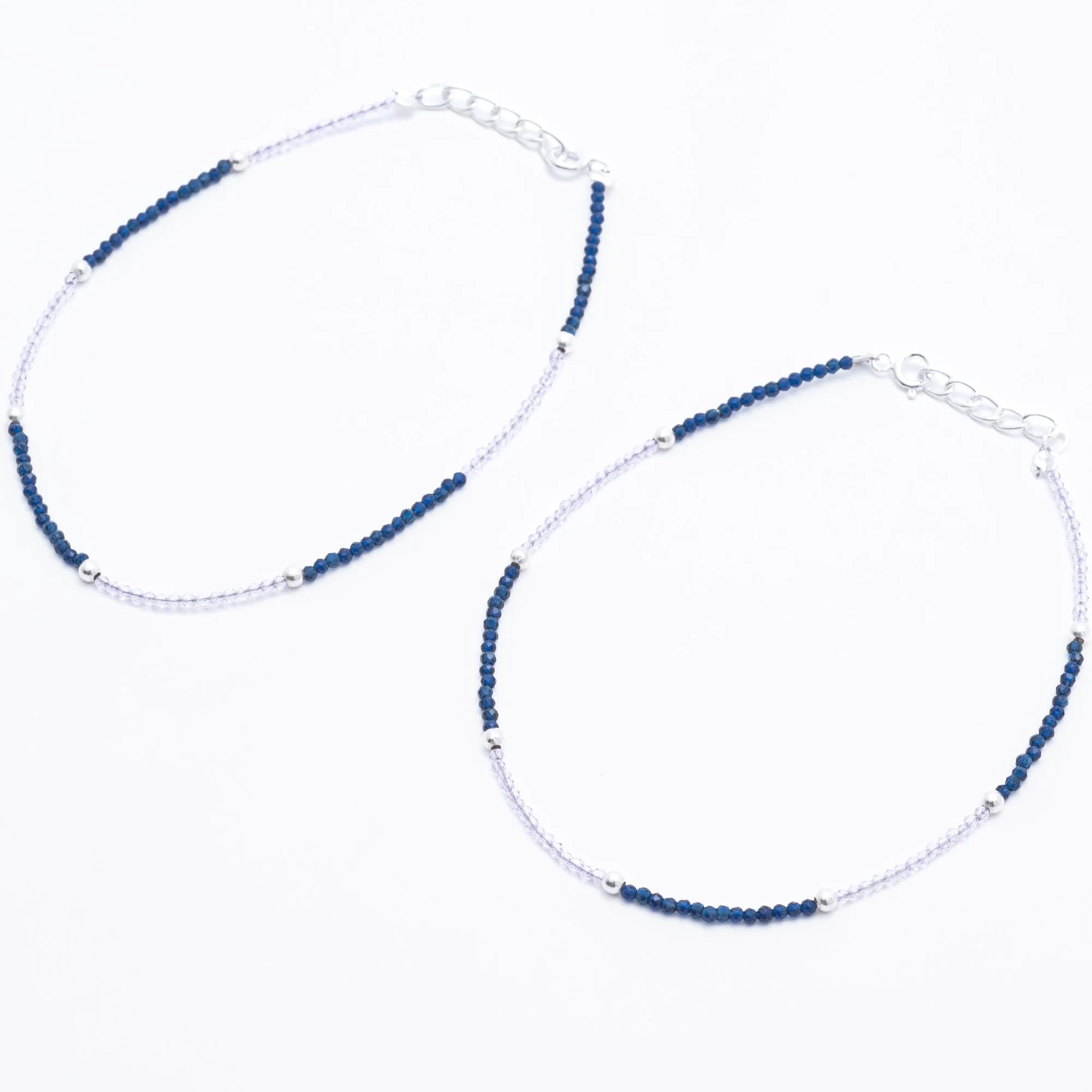 Real silver and dark blue beads anklets for women - Image 4