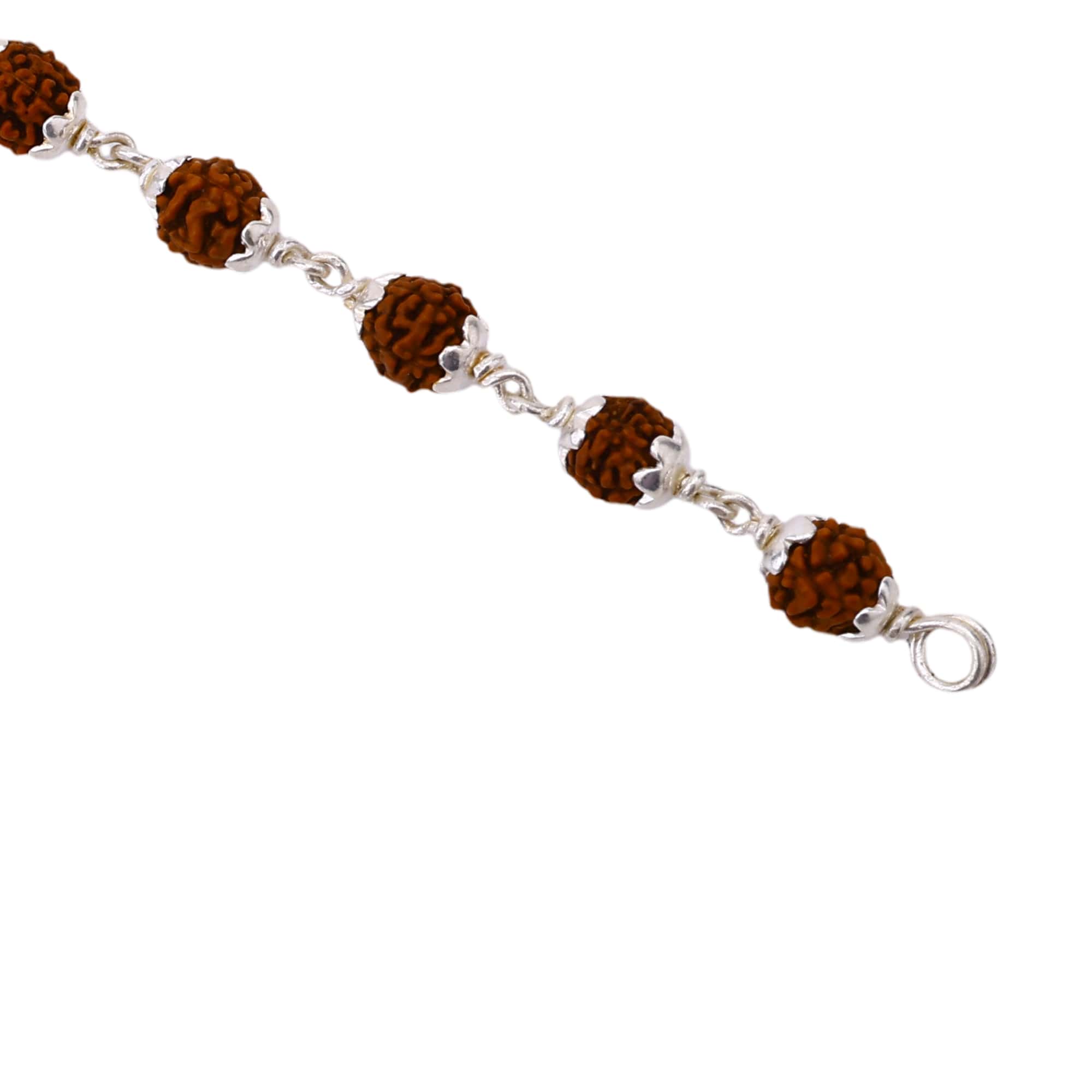 Rudraksha and Mahakal Broach Silver Bracelet - Image 6