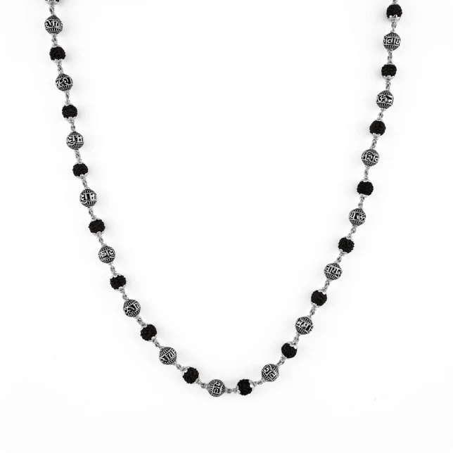 Rudraksha and Om Namah Shivay silver beads mala - Image 10