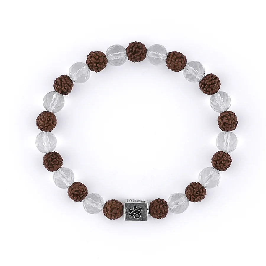 Rudraksha with Sphatik Diamond Cut Beads Bracelet - Image 4