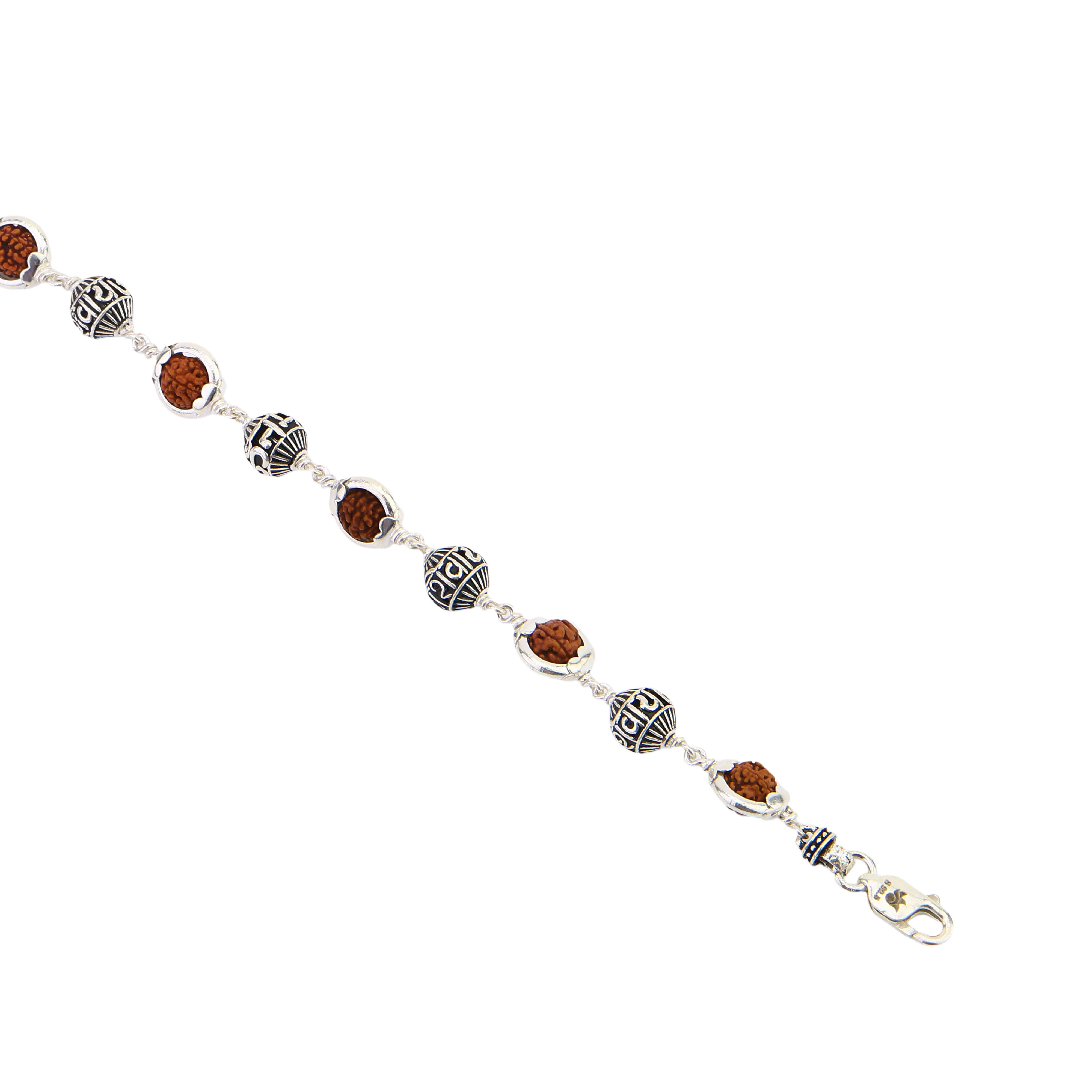 Rudraksha Capping Silver Om Namah Shivaya Silver Bracelet - Image 5