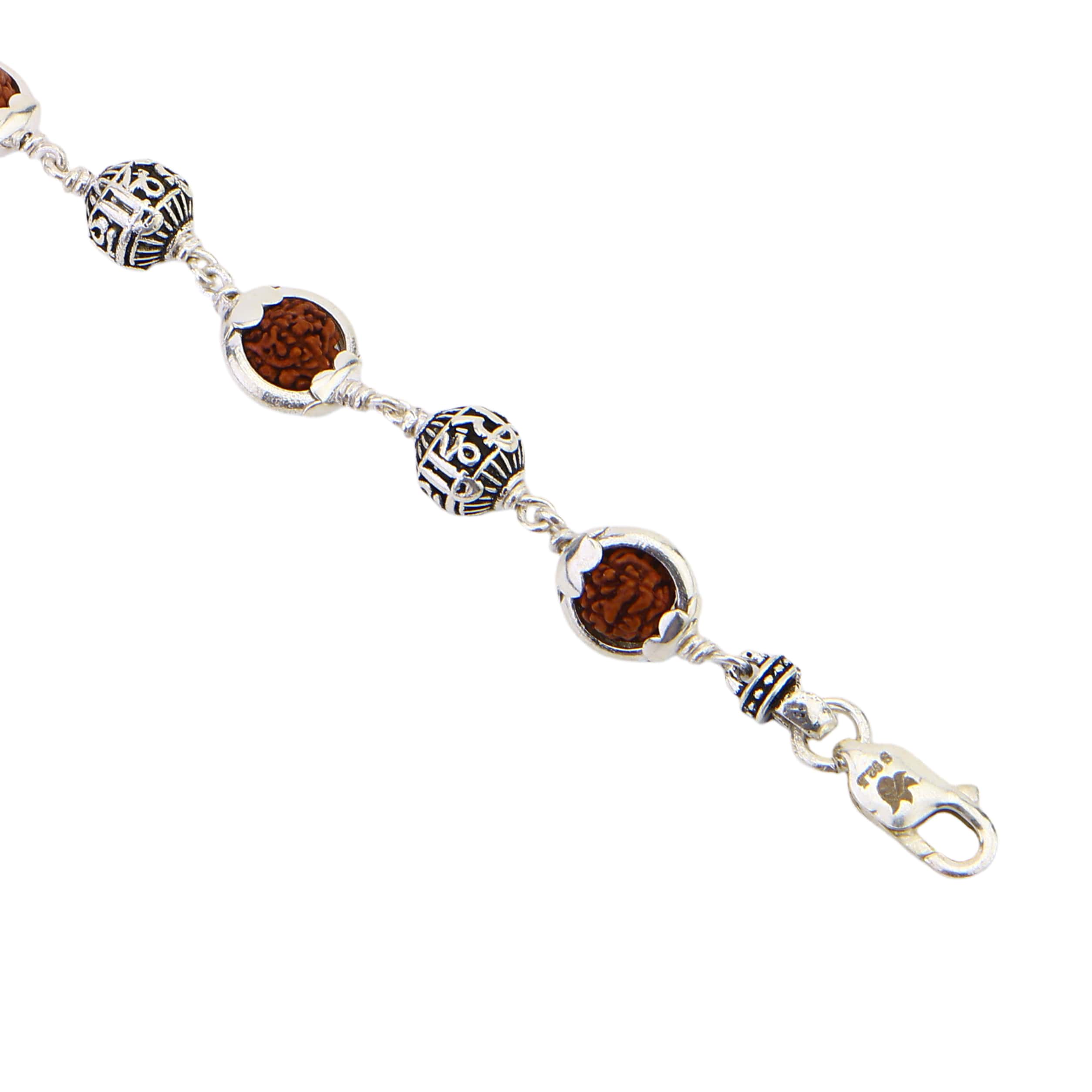 Rudraksha Capping Silver Shree Hari Silver Bracelet - Image 5