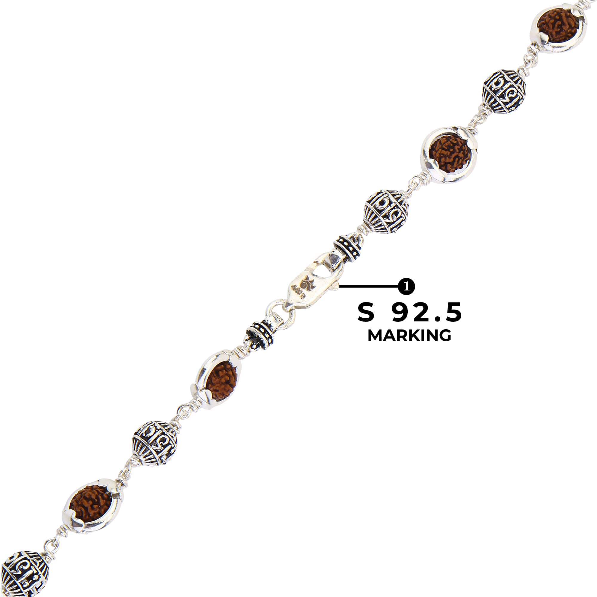 Rudraksha Capping With Om Namah Shivay Beads Silver Mala - Image 5