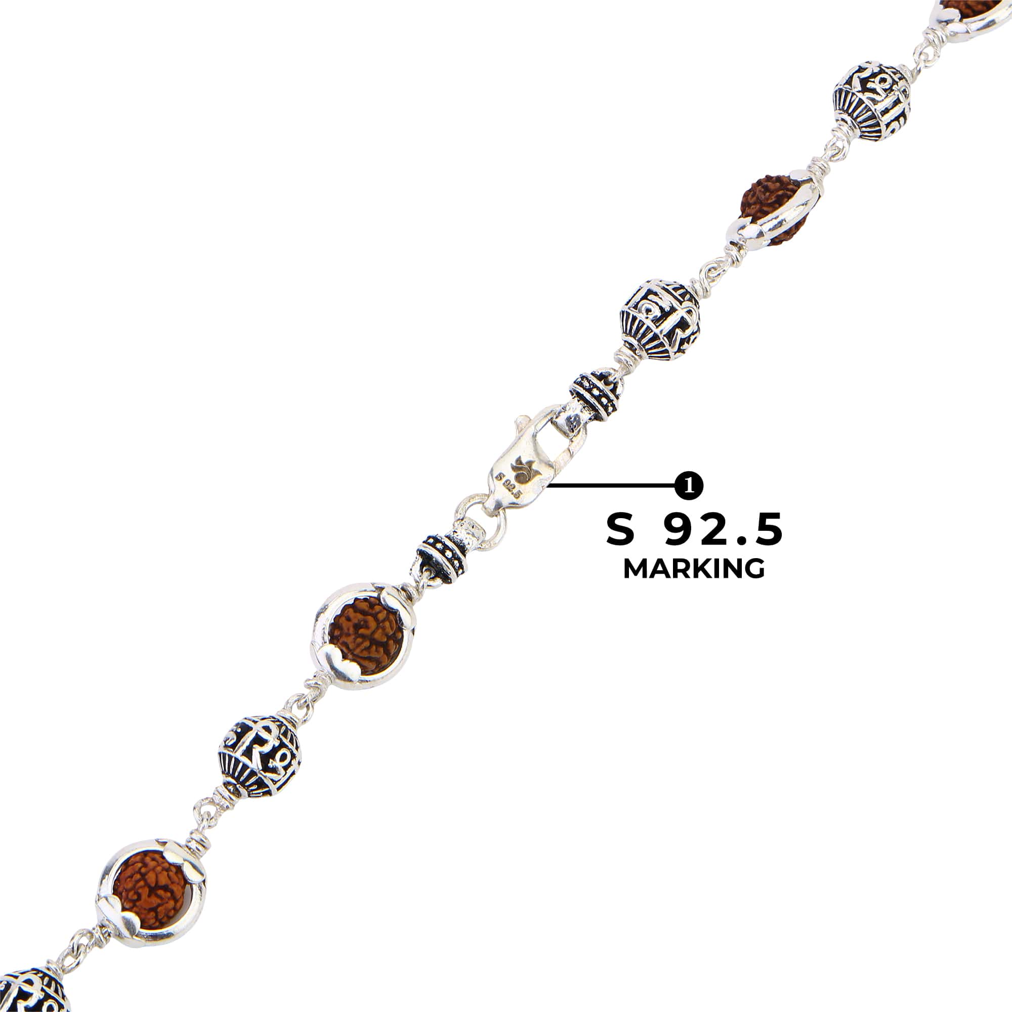 Rudraksha Capping With Shree Hari Beads Silver Mala - Image 5