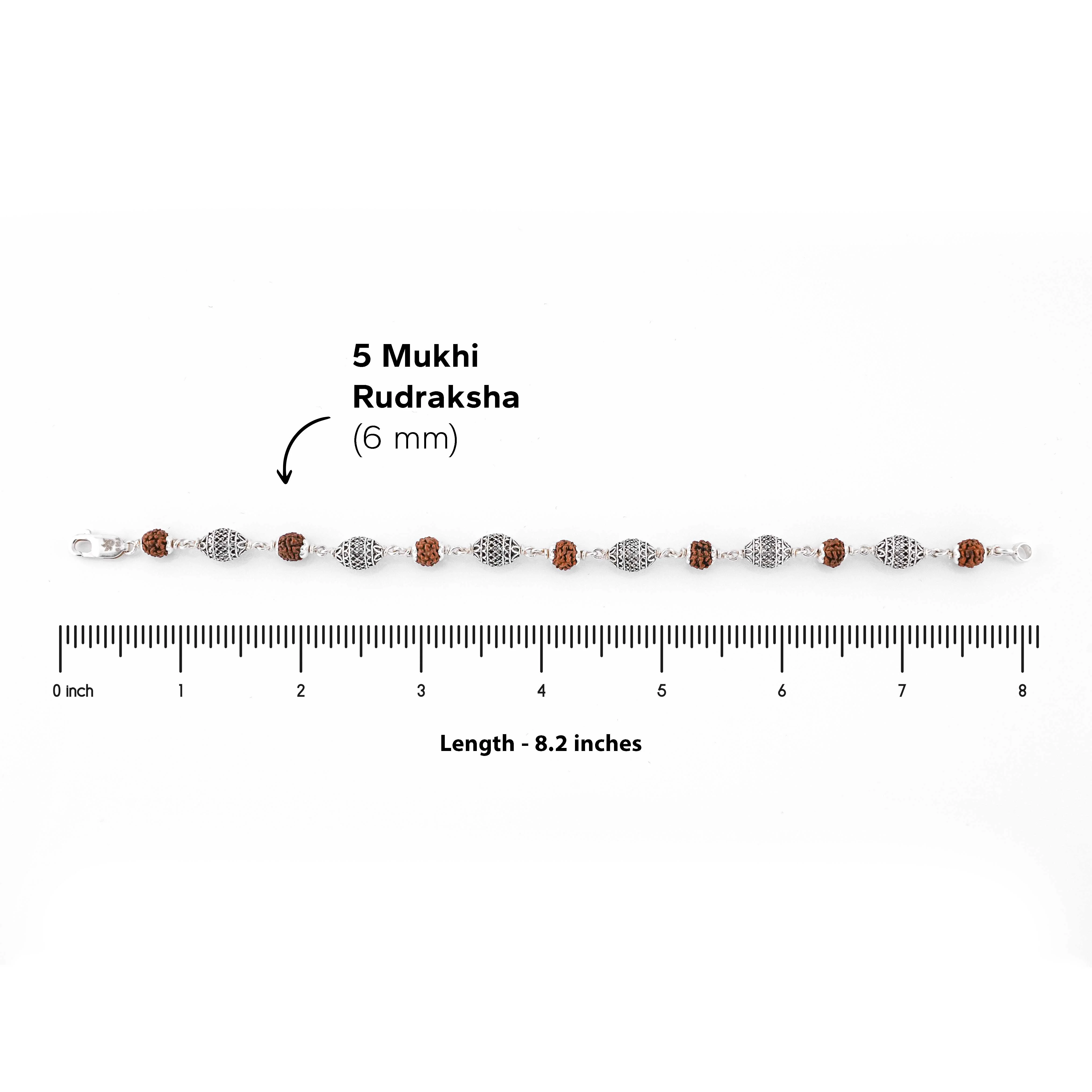 Rudraksha and Cylindrical Silver Beads Bracelet - Image 6