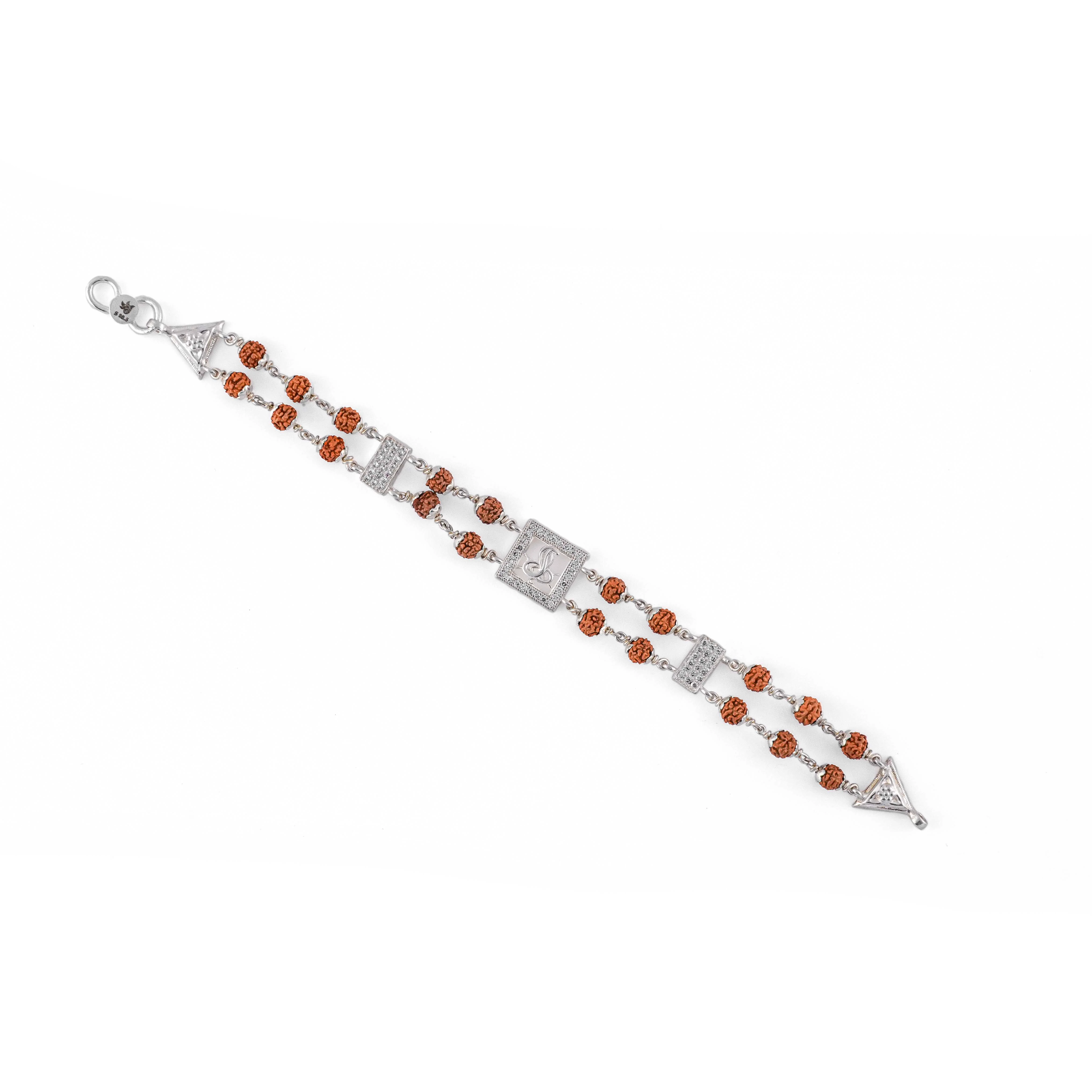 Rudraksha Silver Bracelet with Central Naag Double Line - Image 4