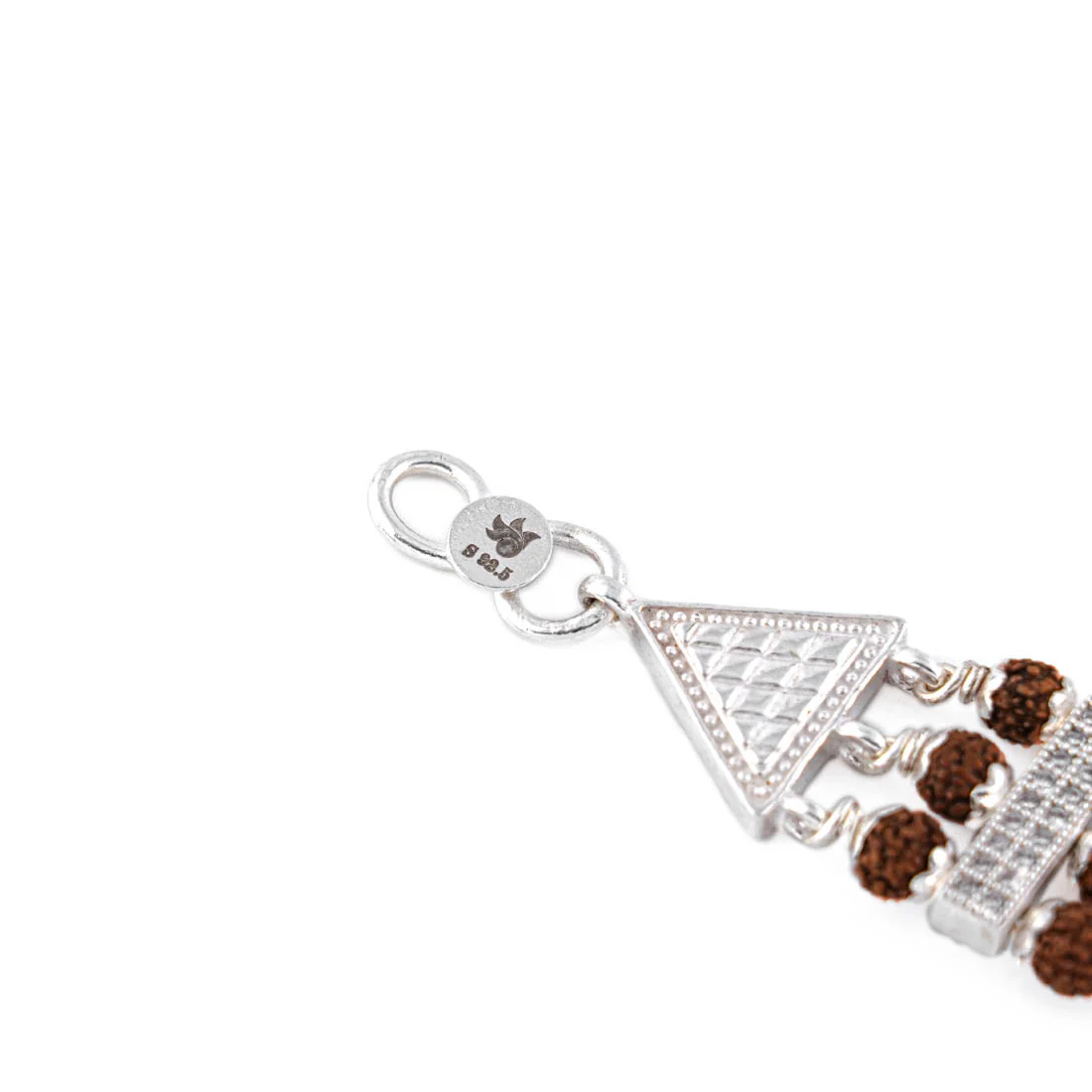 Rudraksha Silver Daimond Goga Tripel Line Bracelet - Image 5