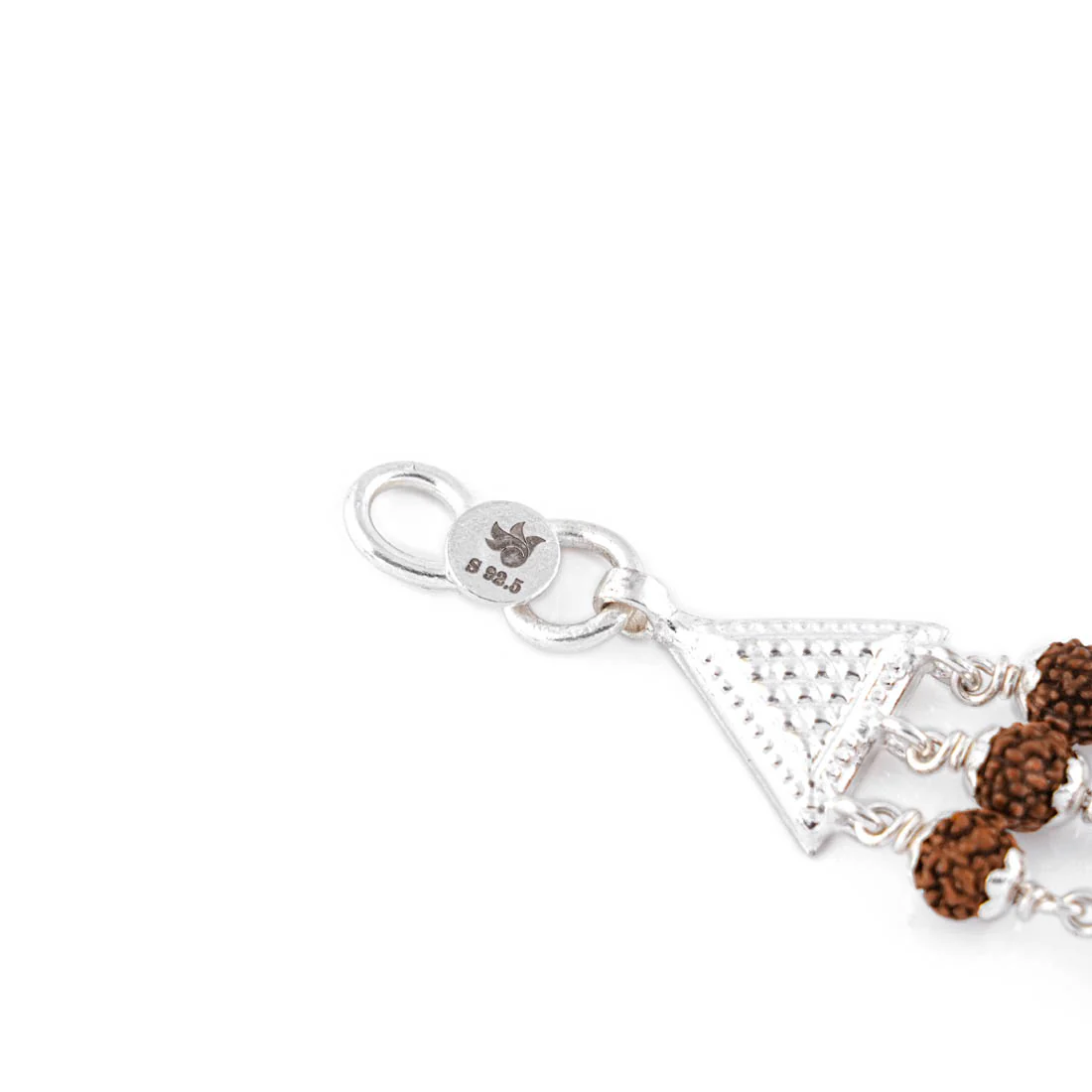 Rudraksha Silver Diamond Om Brooch Three Line Bracelet - Image 5