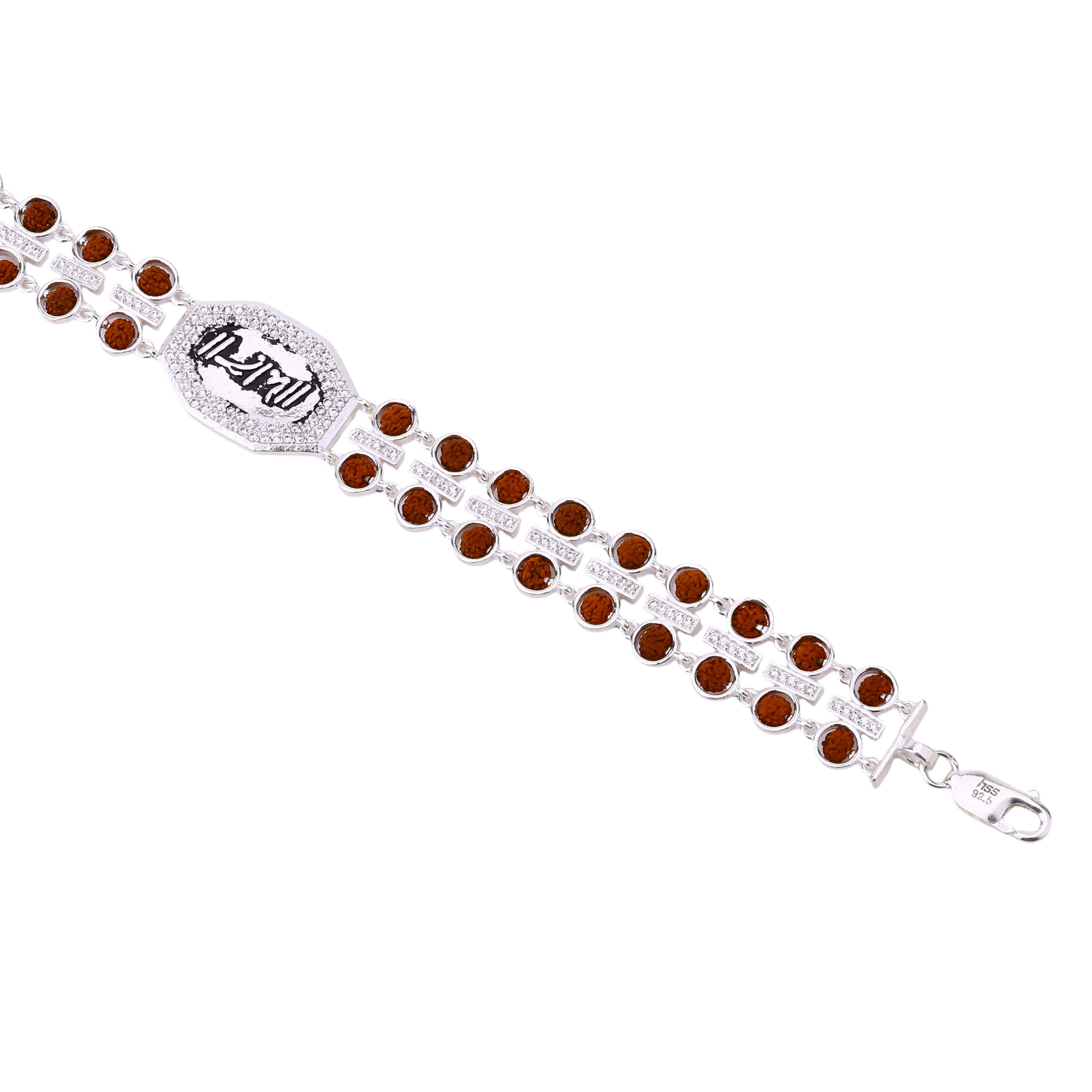 Rudraksha Silver Double Row Shri Ram Bracelet - Image 6