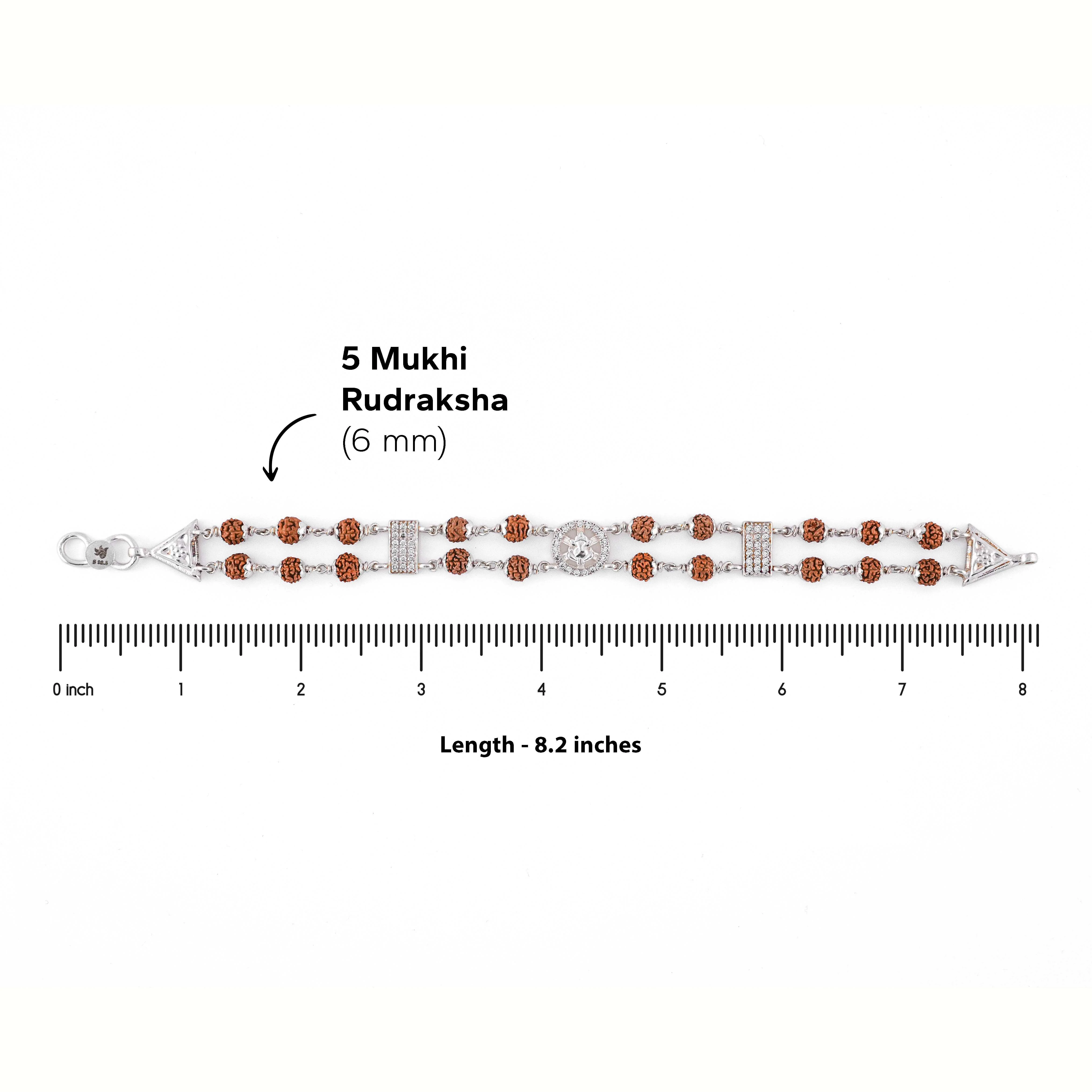 Rudraksha Silver Ganesh Double Line Bracelet - Image 6