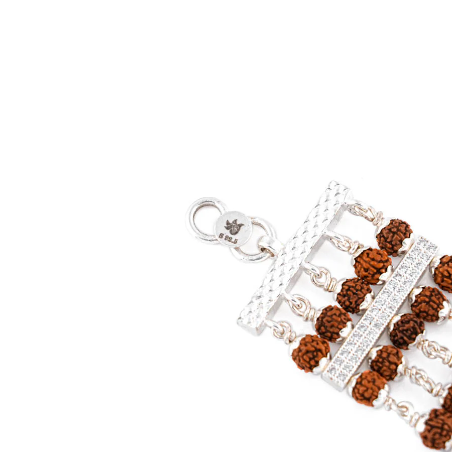 Rudraksha Silver Goga Five Lines Bracelet - Image 5