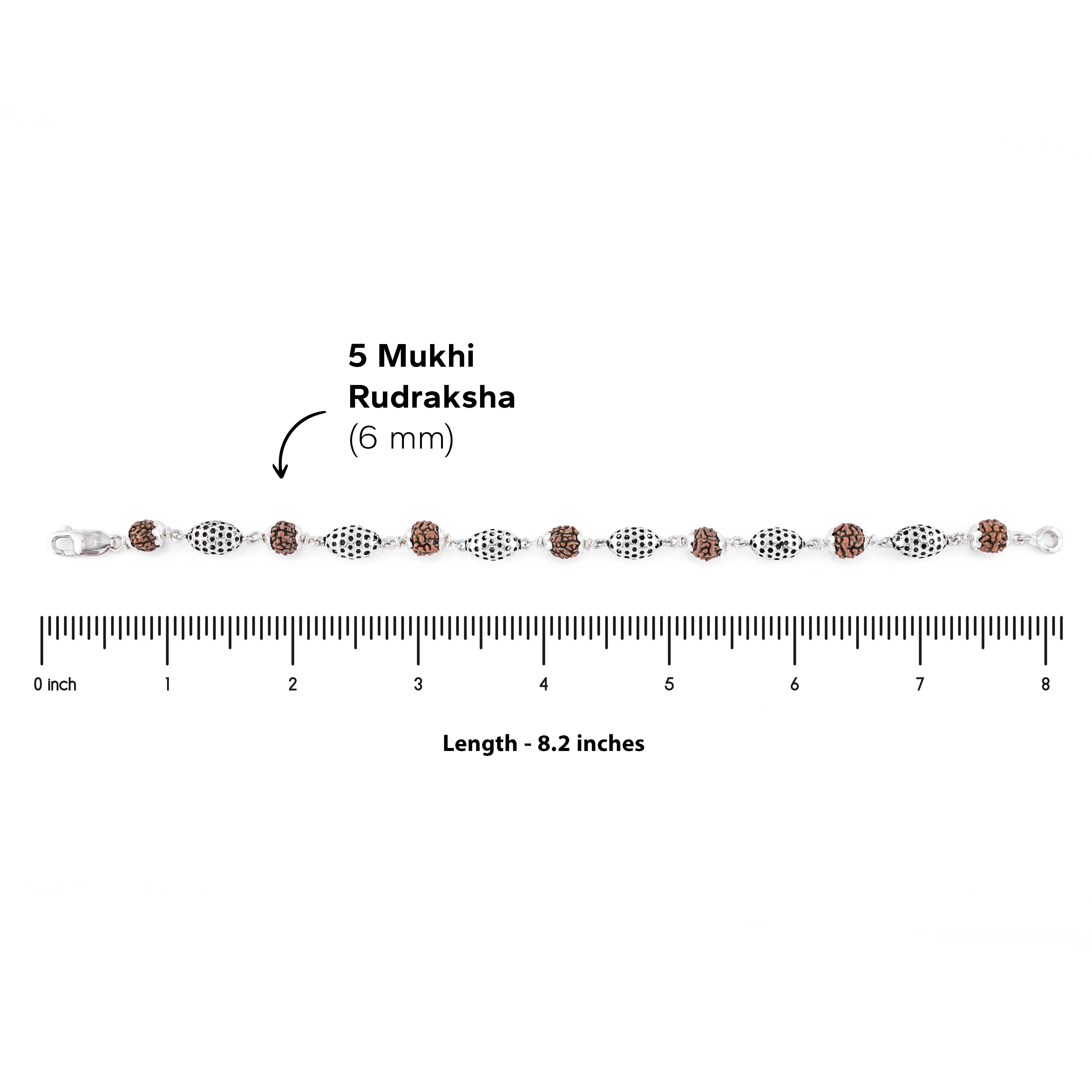 Rudraksha Silver Hollow Oval Beads Bracelet. - Image 5