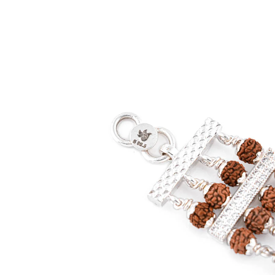 Rudraksha Silver Jay Thakar Four Line Bracelet - Image 5