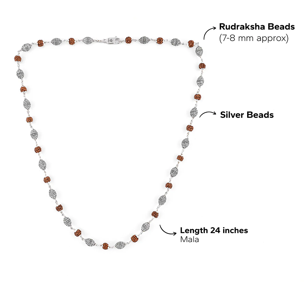 Rudraksha Silver Mala (Dome Beads) - Image 6