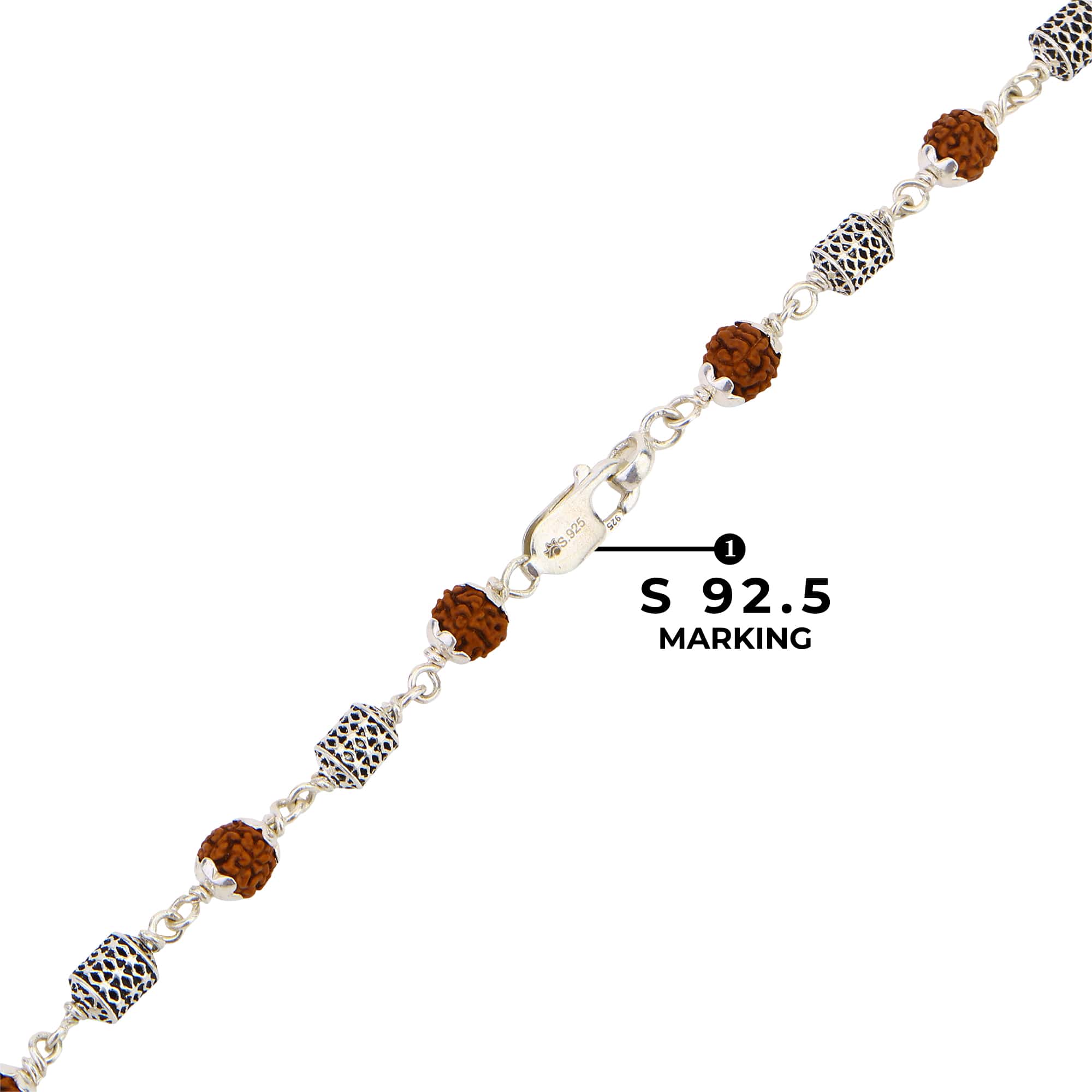 Rudraksha Silver Mala (Oval Filigree Beads) - Image 4