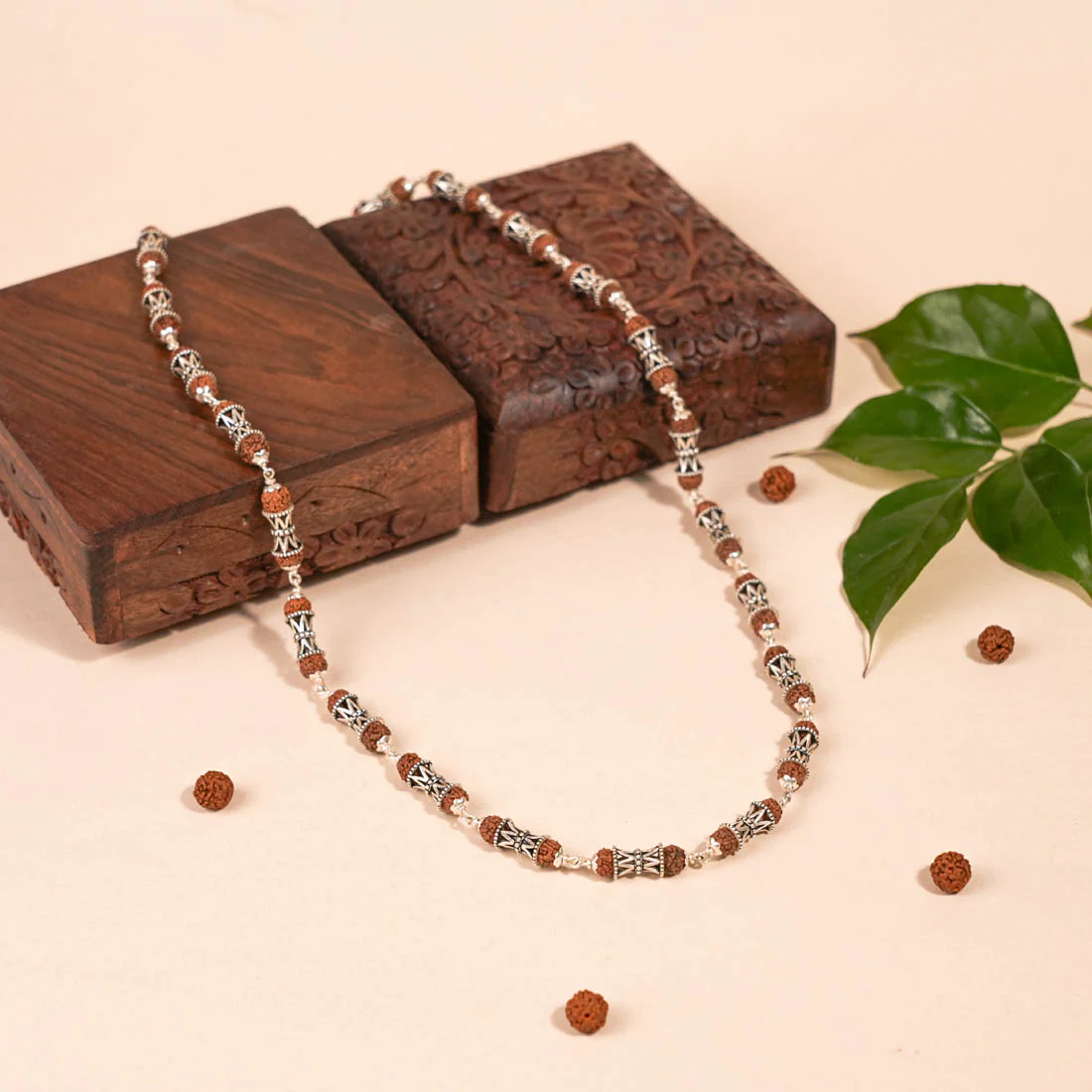 Rudraksha Silver Mala (Damru Beads) - Image 2