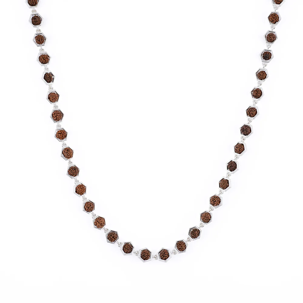 Rudraksha Silver Mala (Hexagon Ring) - Image 4