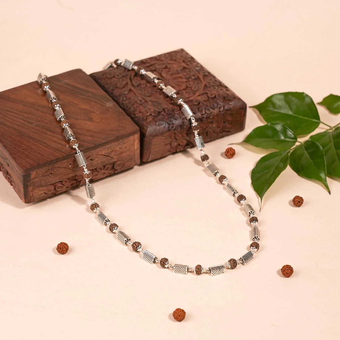 Rudraksha Silver Mala (Triangle Beads) - Image 2