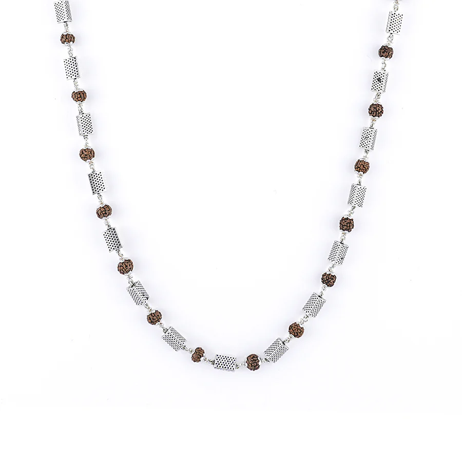 Rudraksha Silver Mala (Triangle Beads) - Image 4