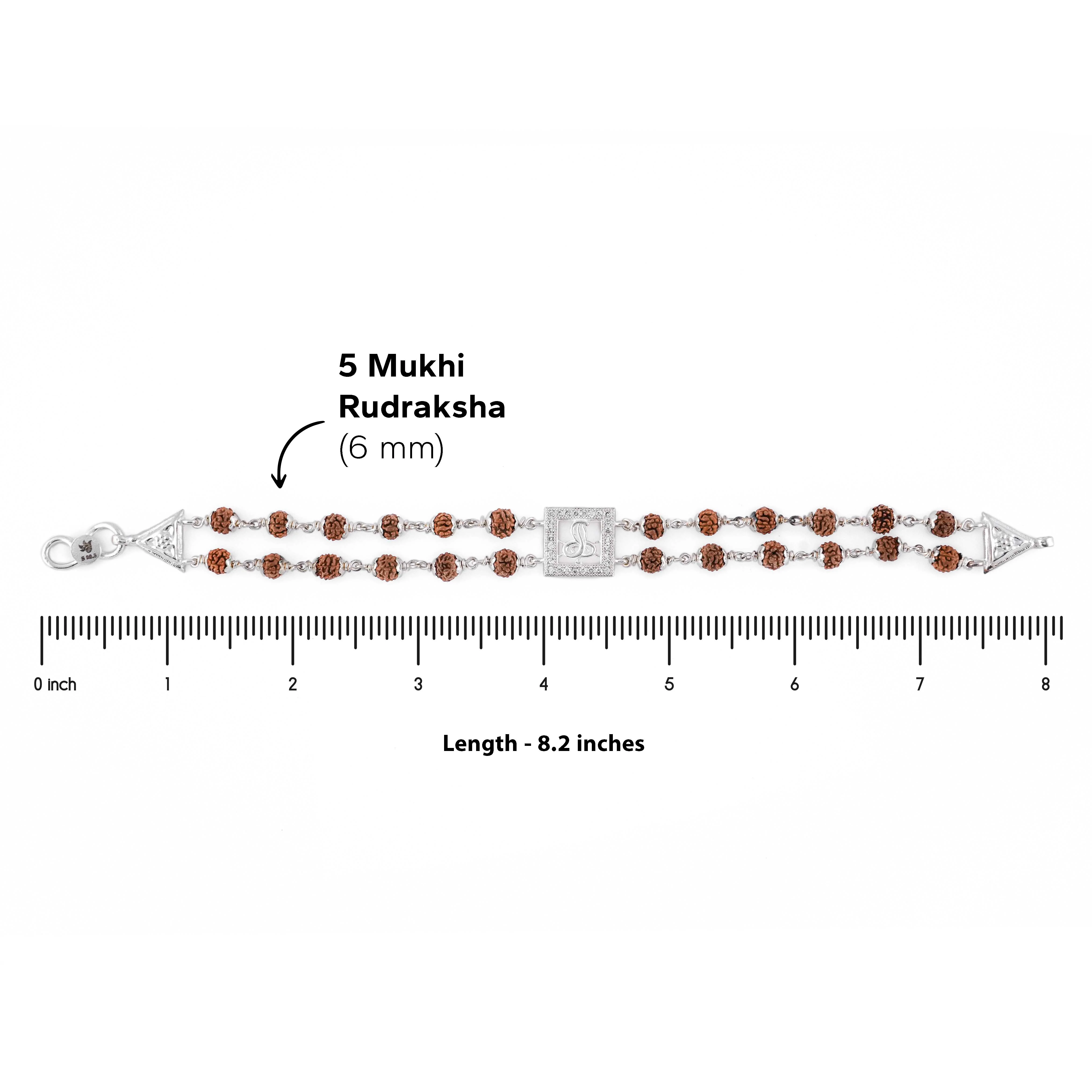 Rudraksha Silver Naag Double Line Bracelet - Image 6