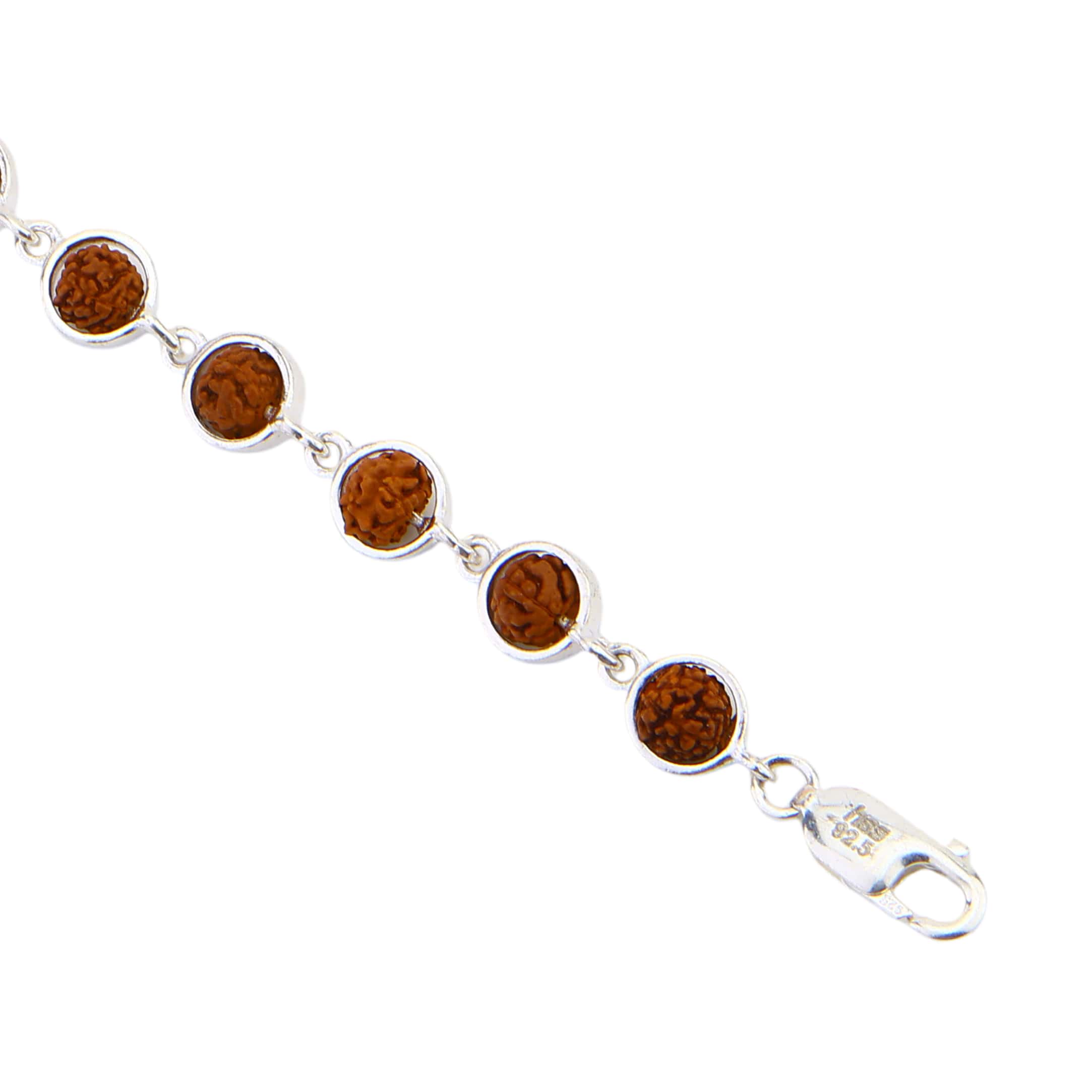 Rudraksha Silver Round Frame Bracelet - Image 6