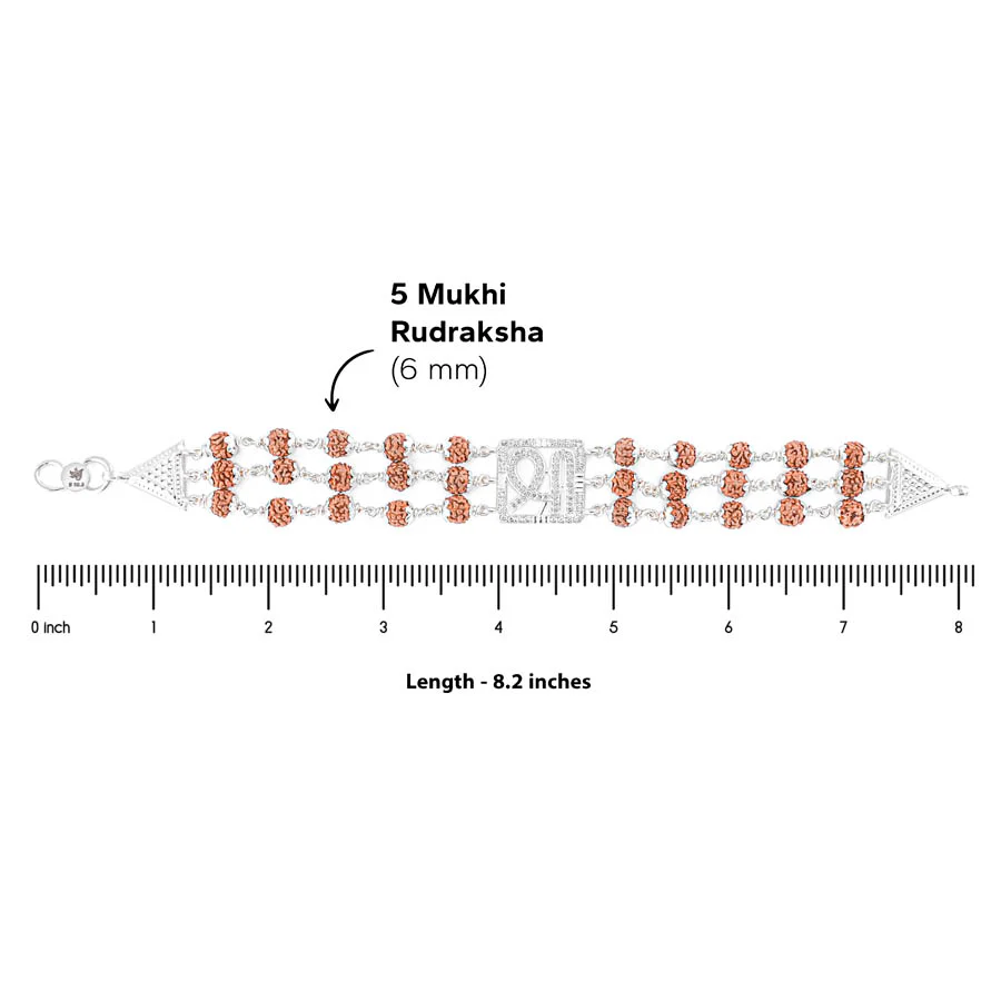 Rudraksha Silver Shree Triple Line Bracelet - Image 6