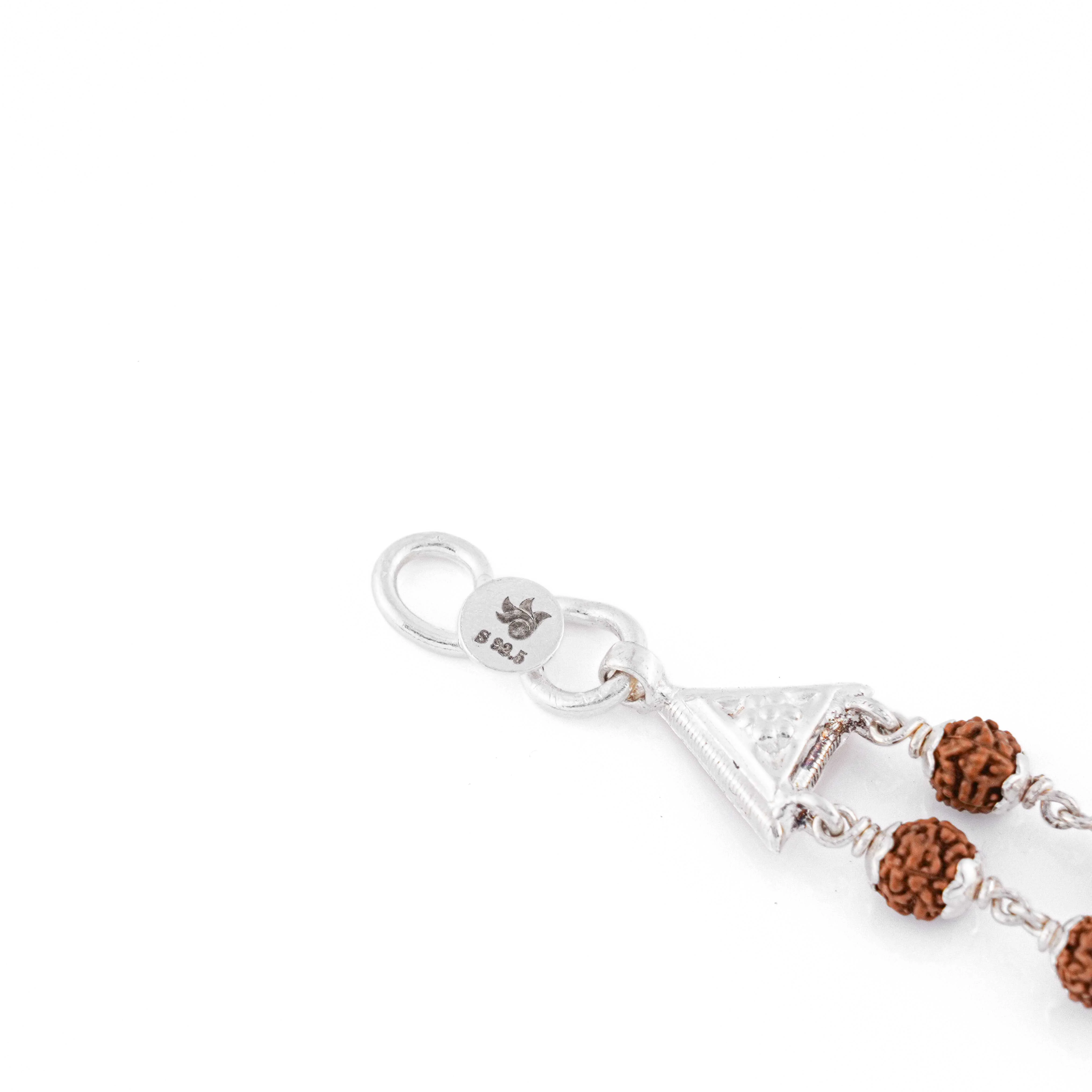 Rudraksha Silver Star Symbol double line Bracelet - Image 5