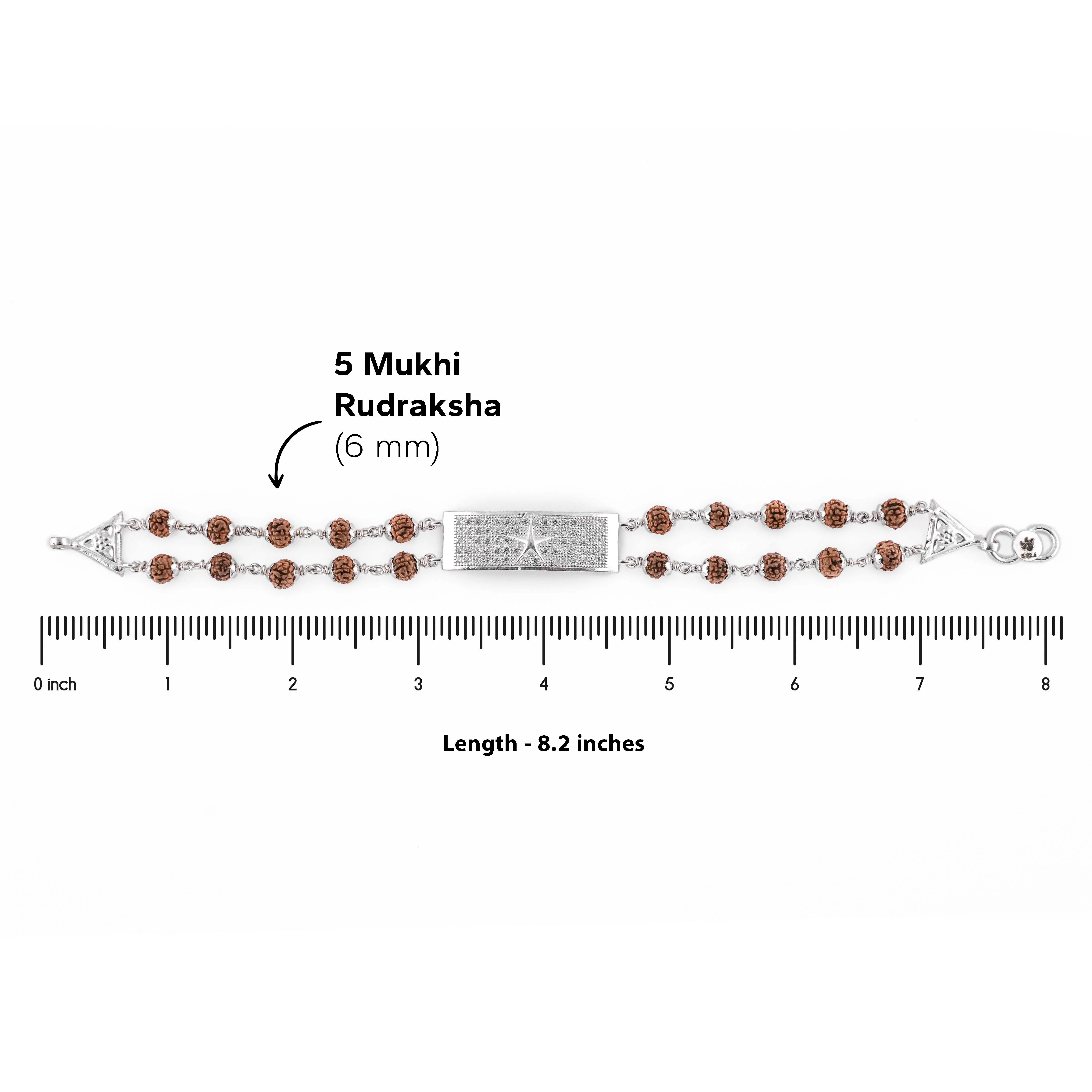 Rudraksha Silver Star Symbol double line Bracelet - Image 6