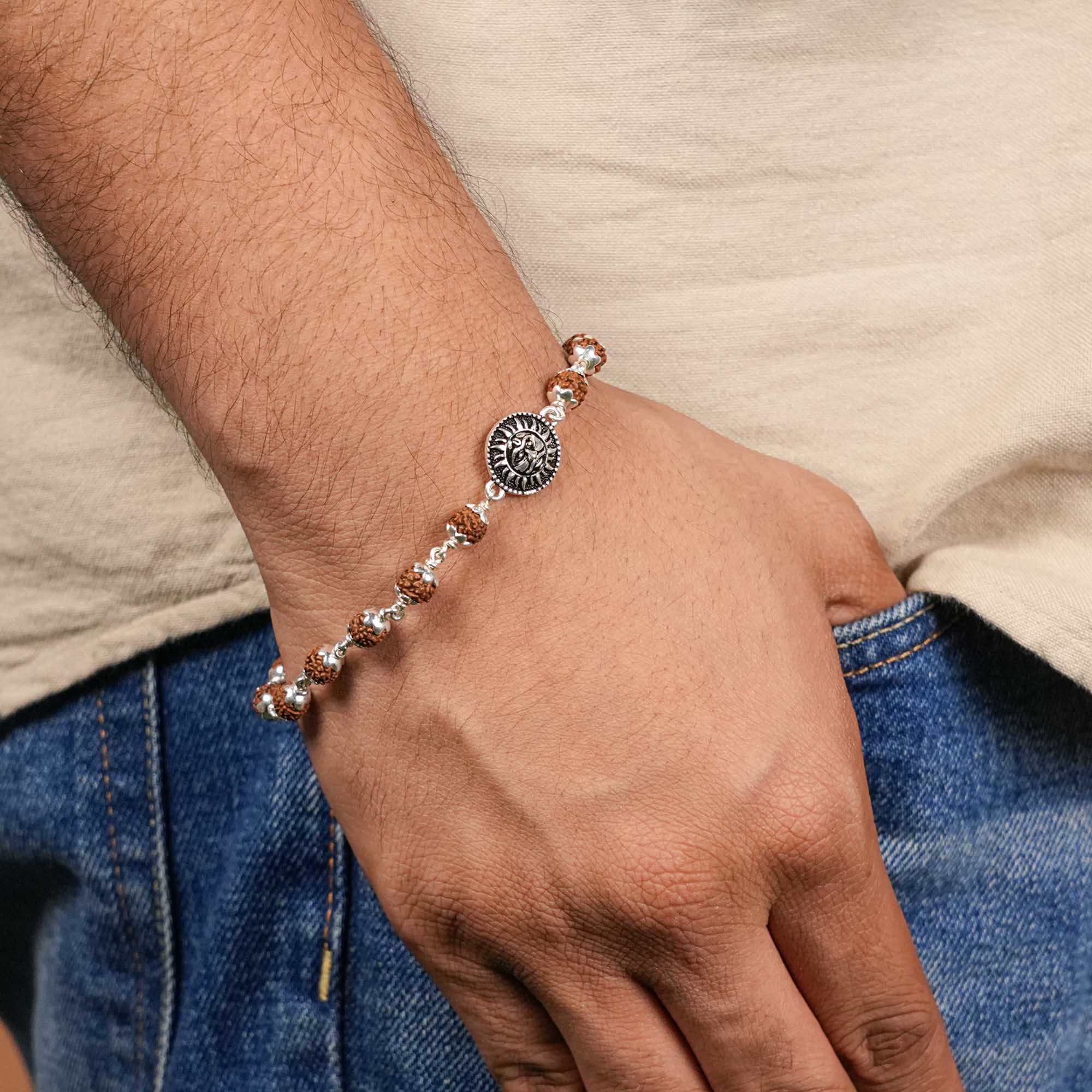 Rudraksha Silver Suryadev Bracelet - Image 3