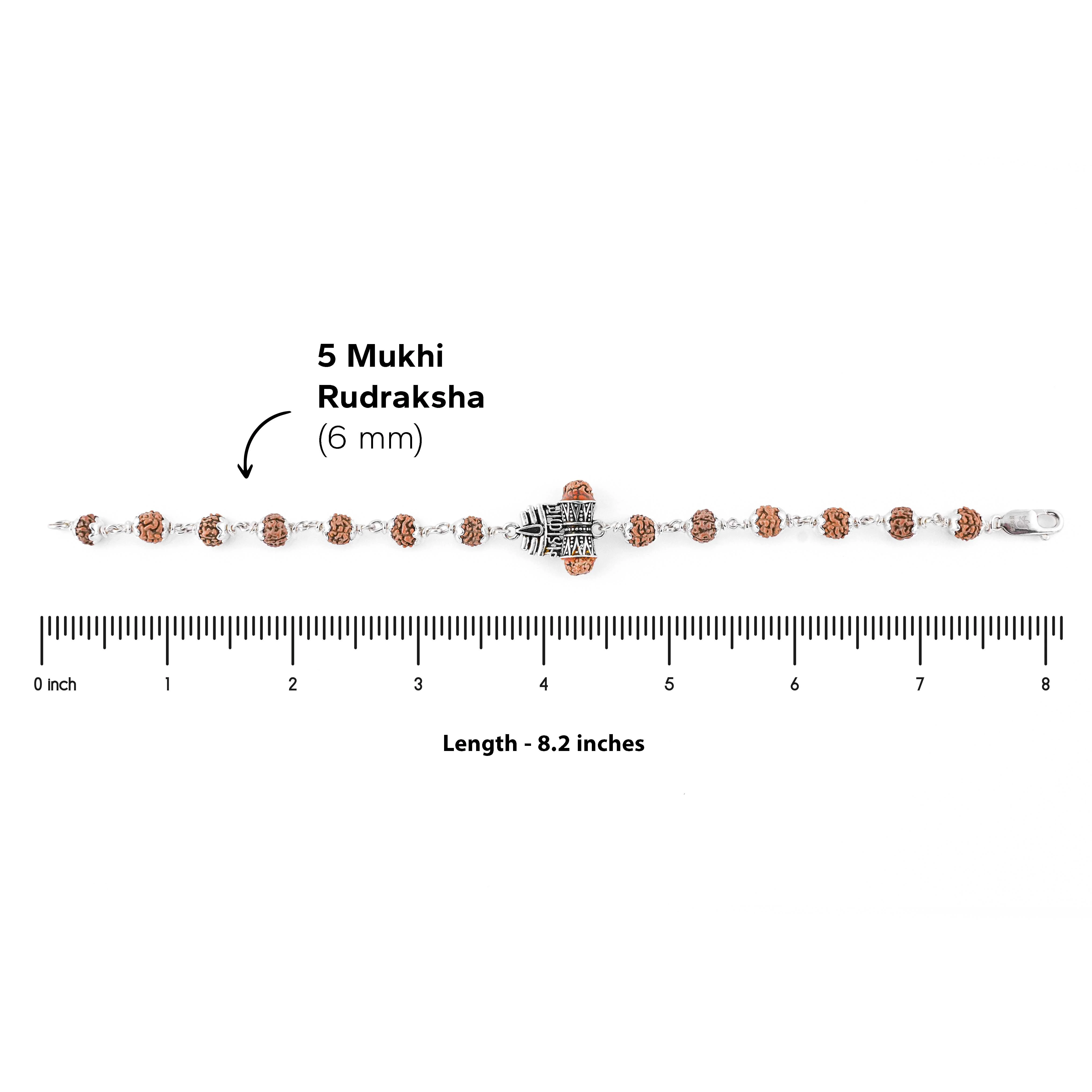 Rudraksha Silver Trinetra Mahakaal Bracelet - Image 6