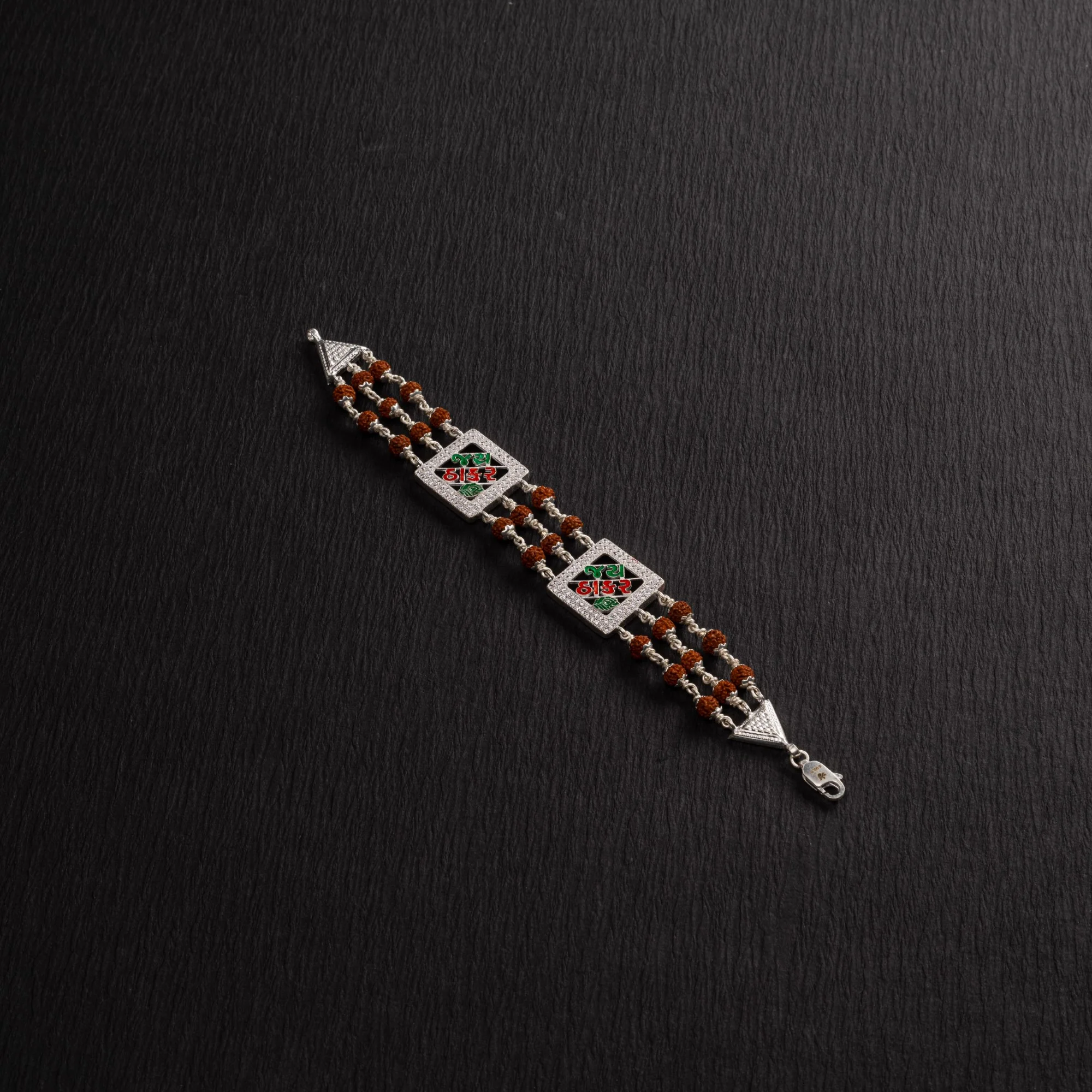 Rudraksha Silver Two Jay Thakar Brooch Bracelet - Image 2