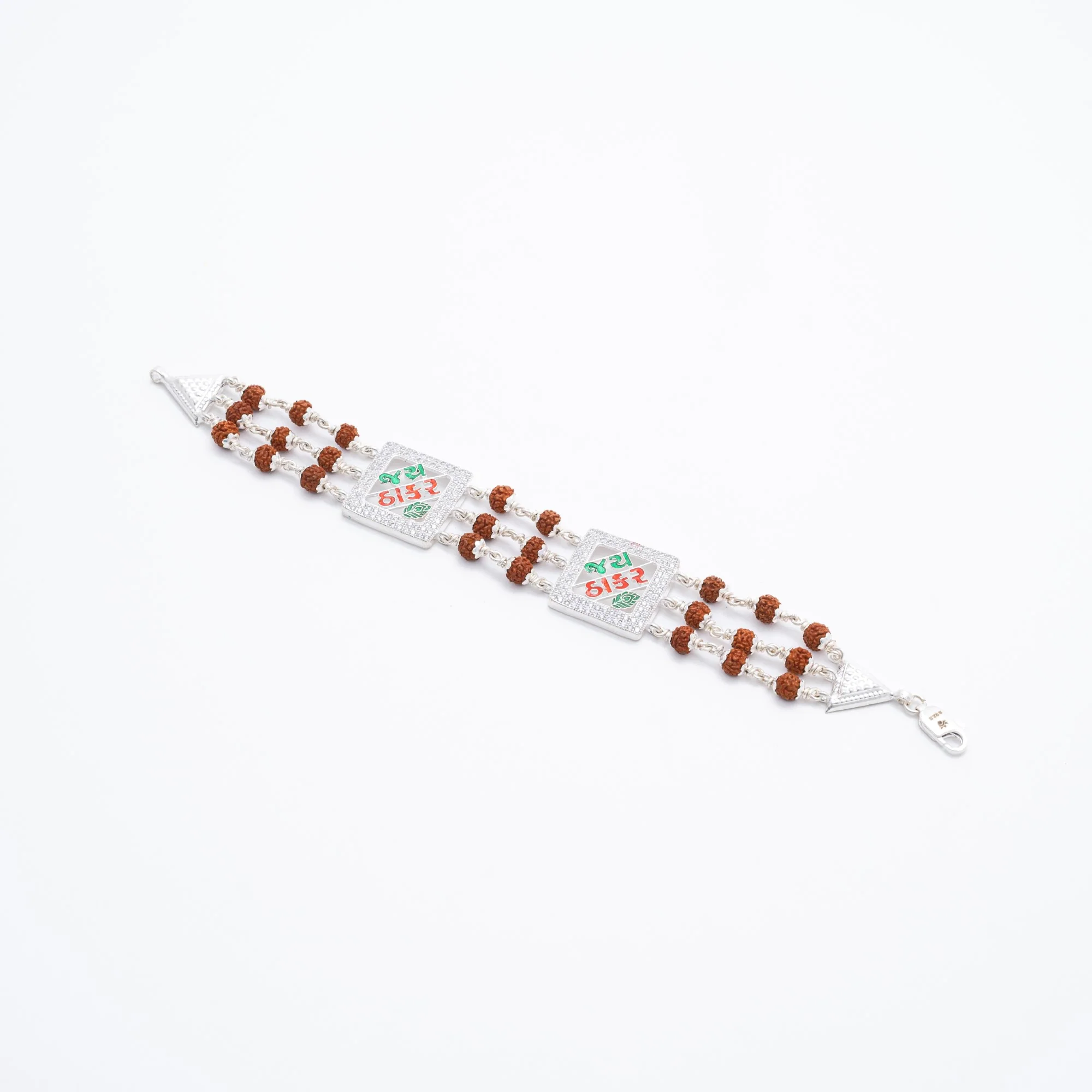 Rudraksha Silver Two Jay Thakar Brooch Bracelet - Image 3