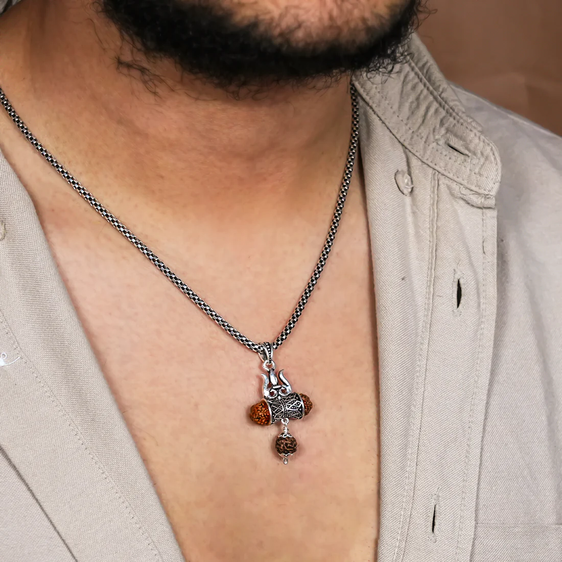 Rudraksha Trishul and Damru Pendant - Image 3