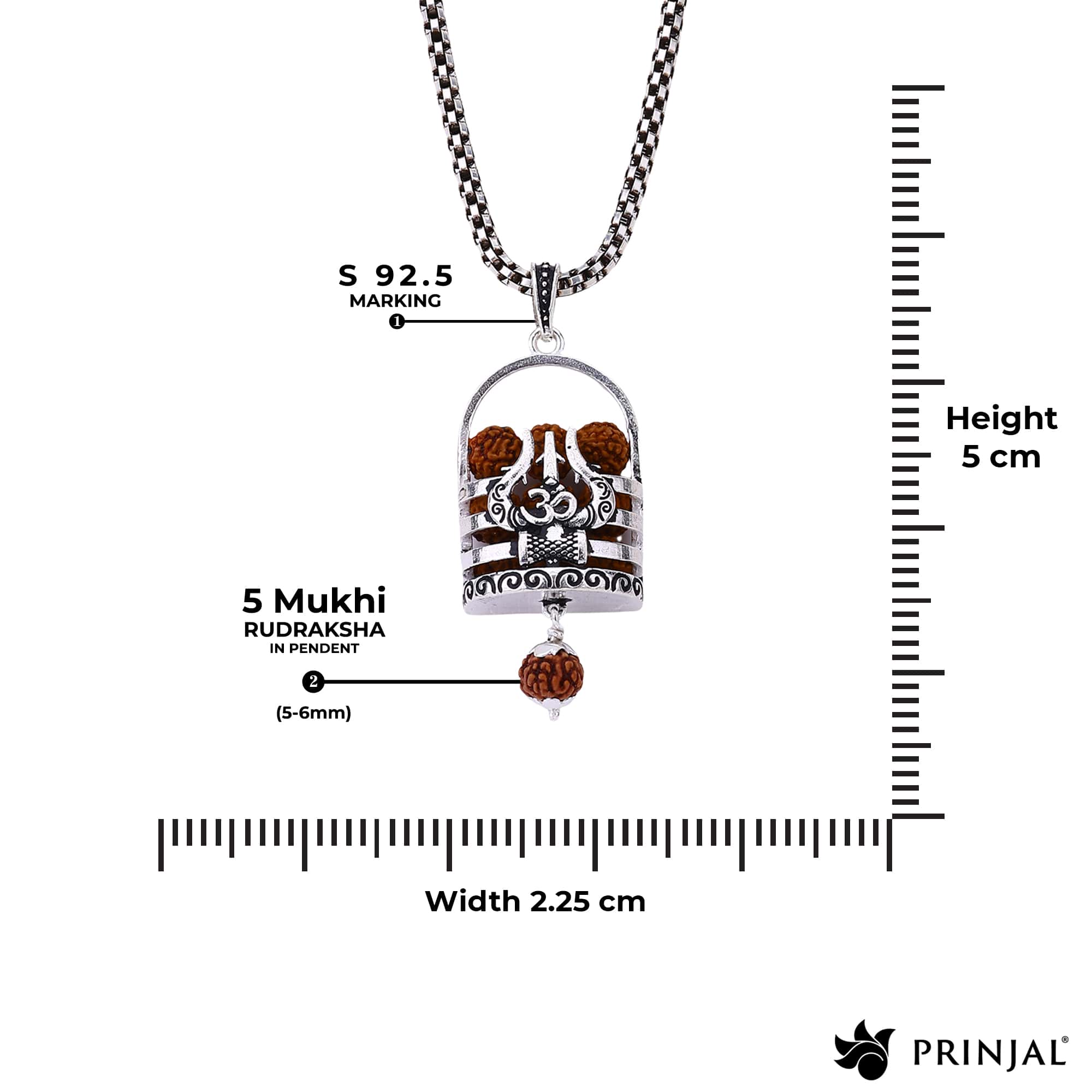 Rudraksha Trishul and Shivling Dome Silver Pendant - Image 5