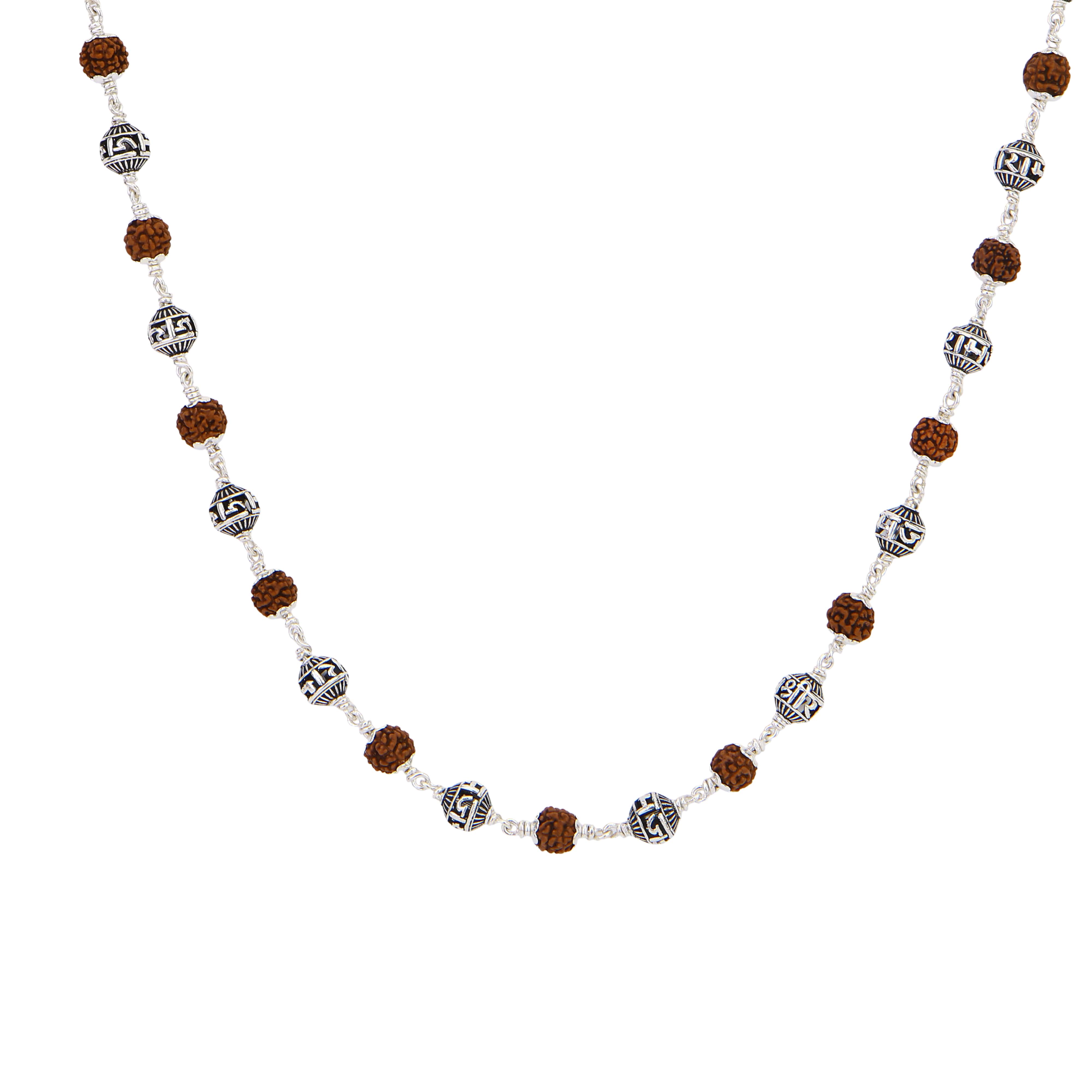 Rudraksha With Jay Shree Ram Beads Silver Mala - Image 6
