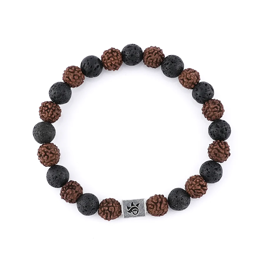 Rudraksha with Lava Beads Bracelet - Image 4
