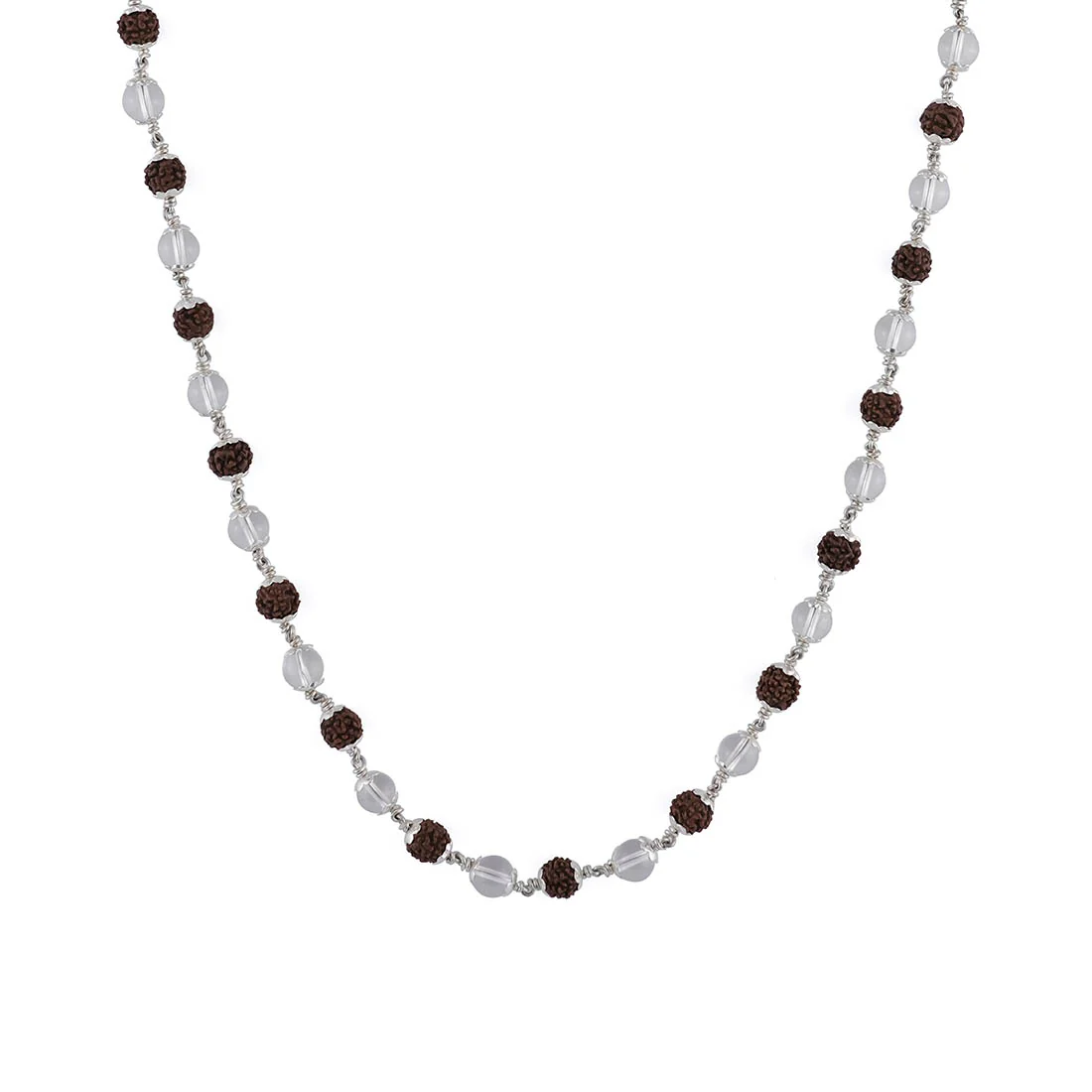 Rudraksha With Sphatik Beads Silver Mala - Image 4