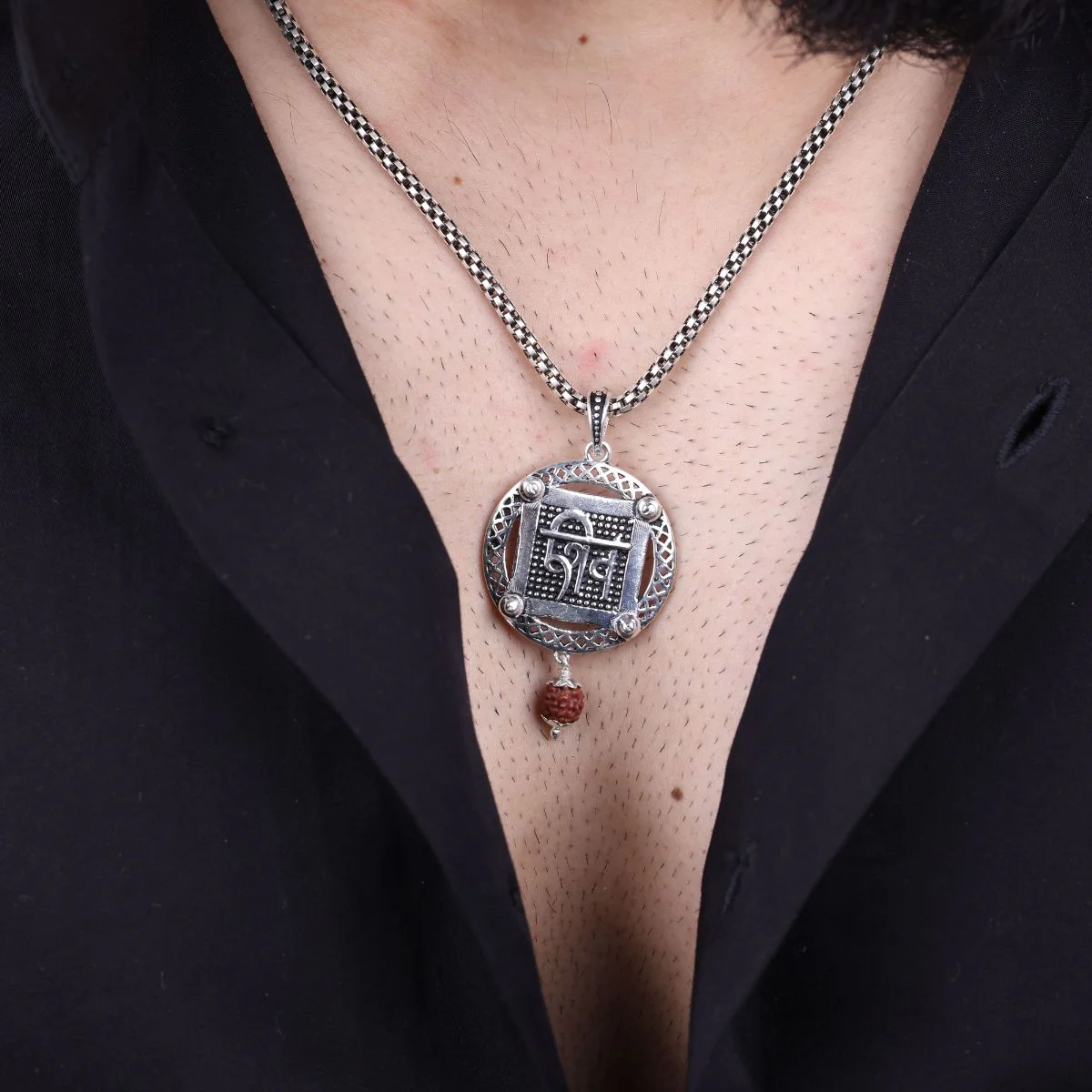 Sacred Mantra Shiva Silver Pendant - Image 3