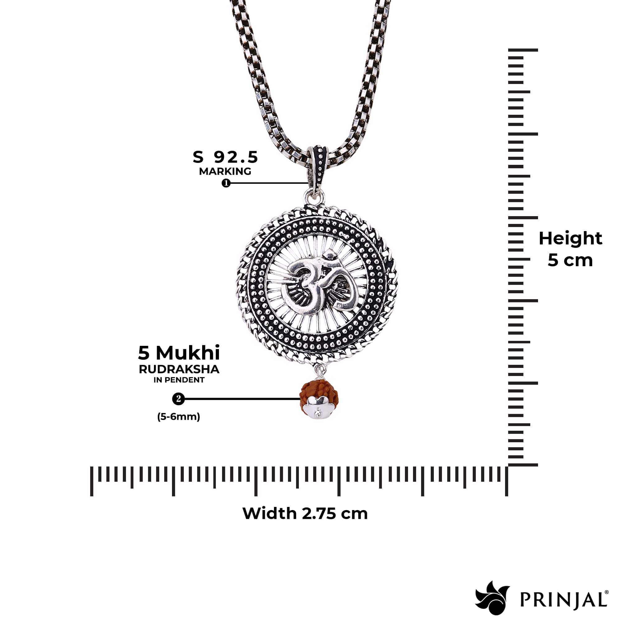 Sacred Surya Om Rudraksha Silver Pendant - Image 5