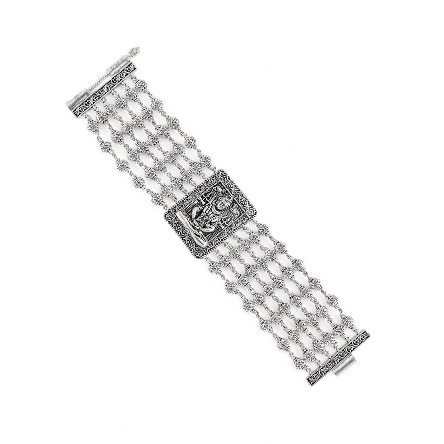 Shiva Six Line Silver Bracelet - Image 4