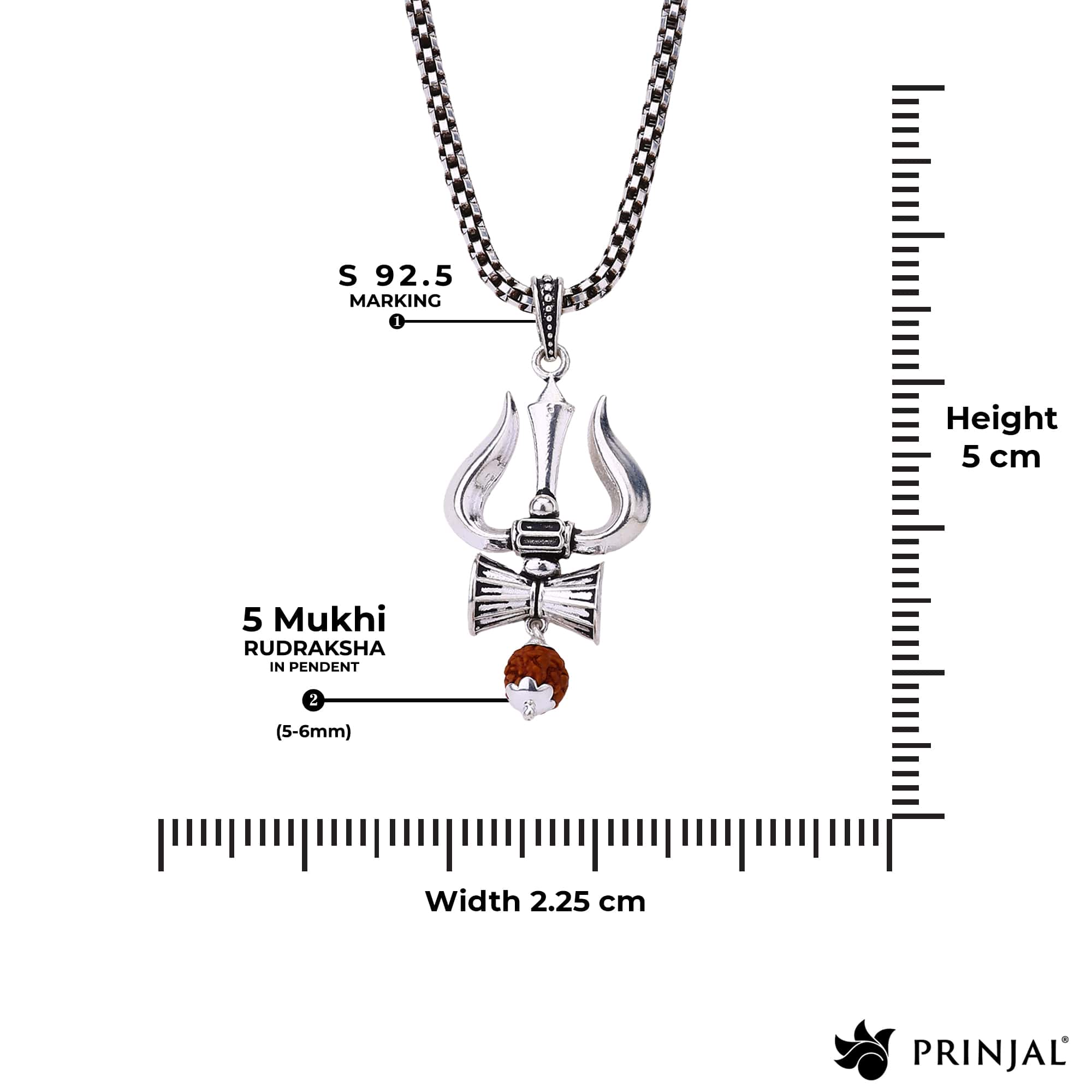 Shiva Trishul Rudraksha Silver Pendant - Image 5