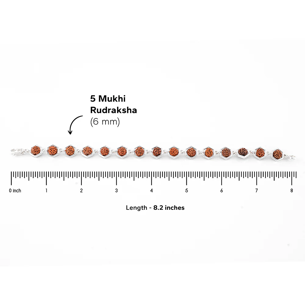 Silver Rakhi with Hexagonal Rudraksha Bracelet - Image 7