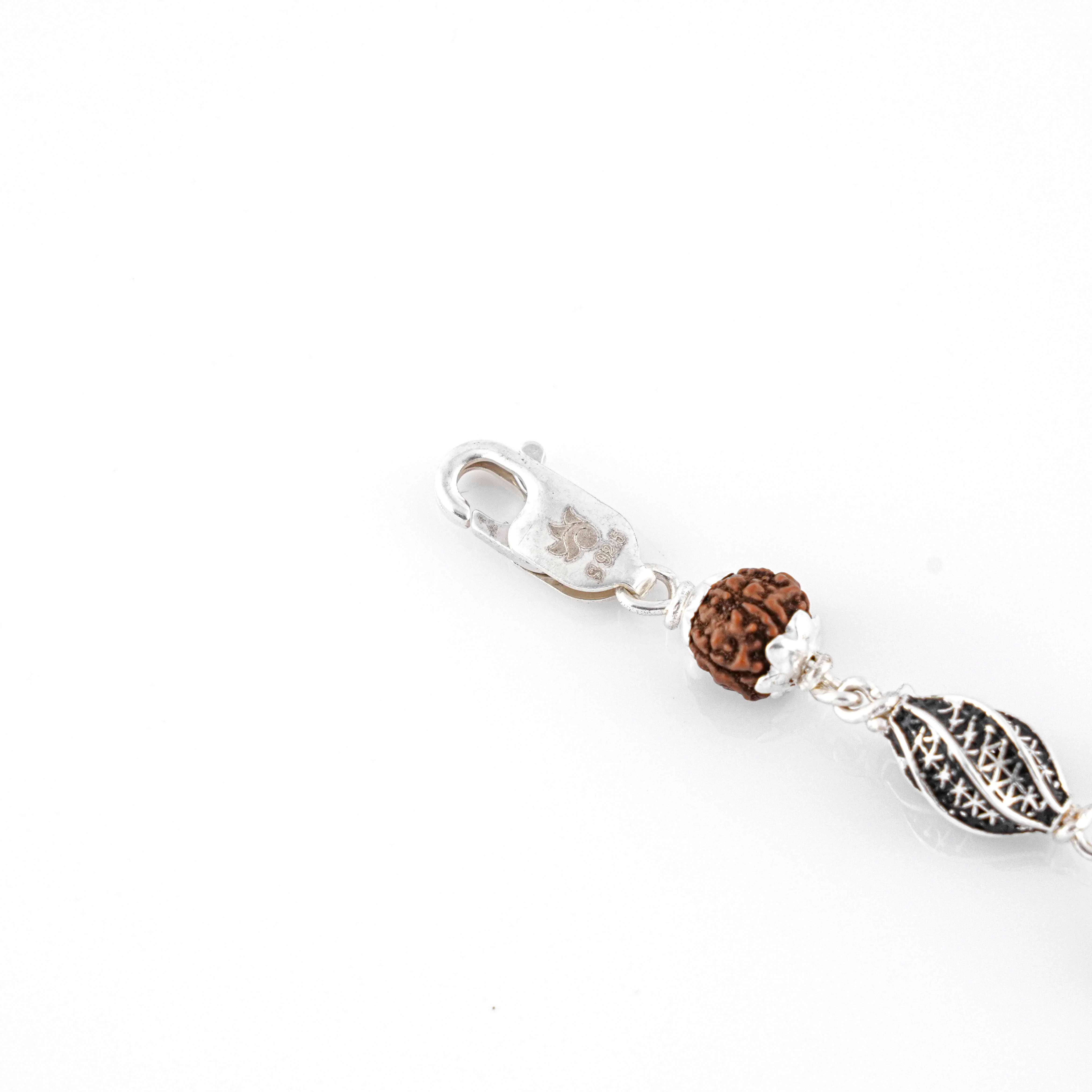 Rudraksha Silver Marqurise Beads Bracelet - Image 6