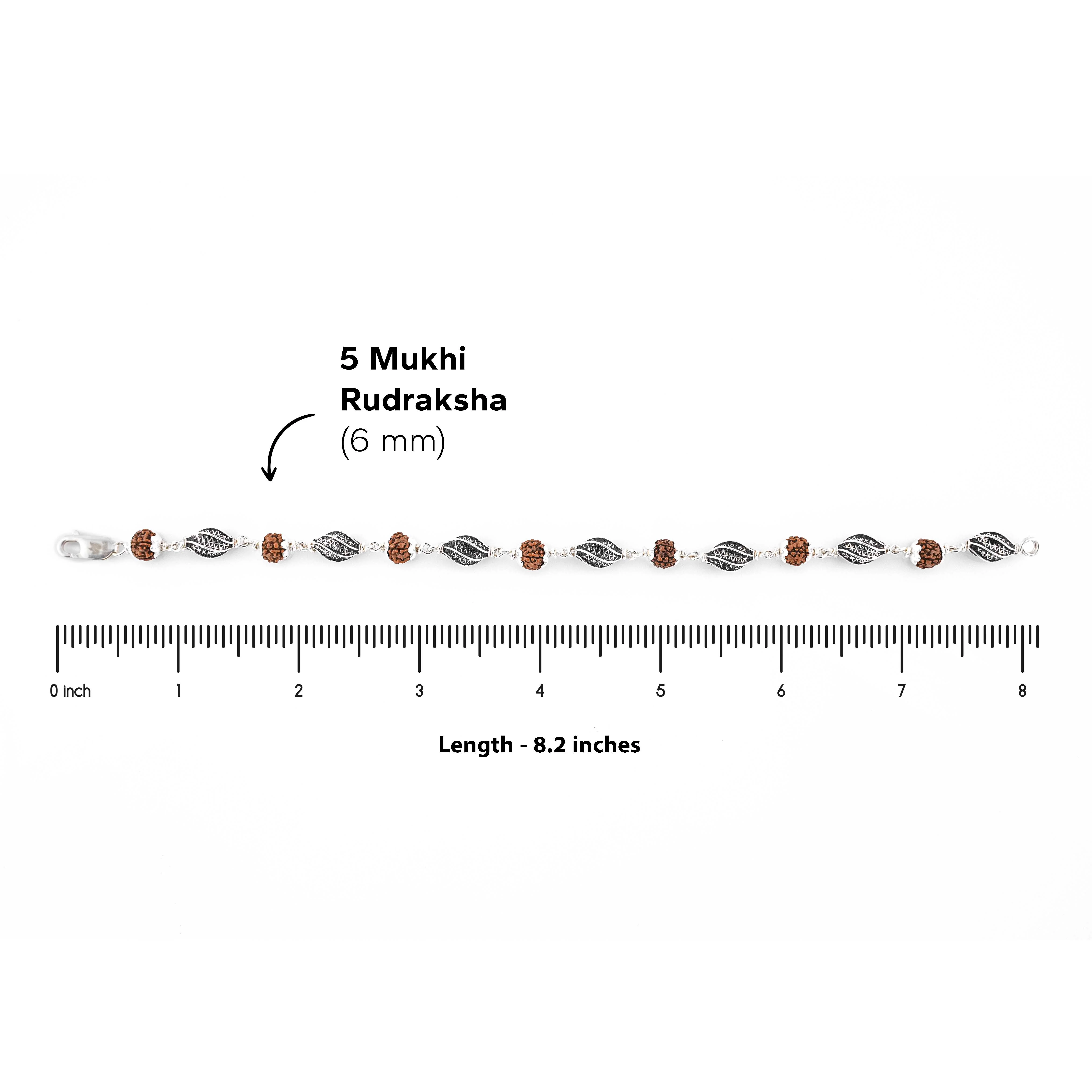 Rudraksha Silver Marqurise Beads Bracelet - Image 7