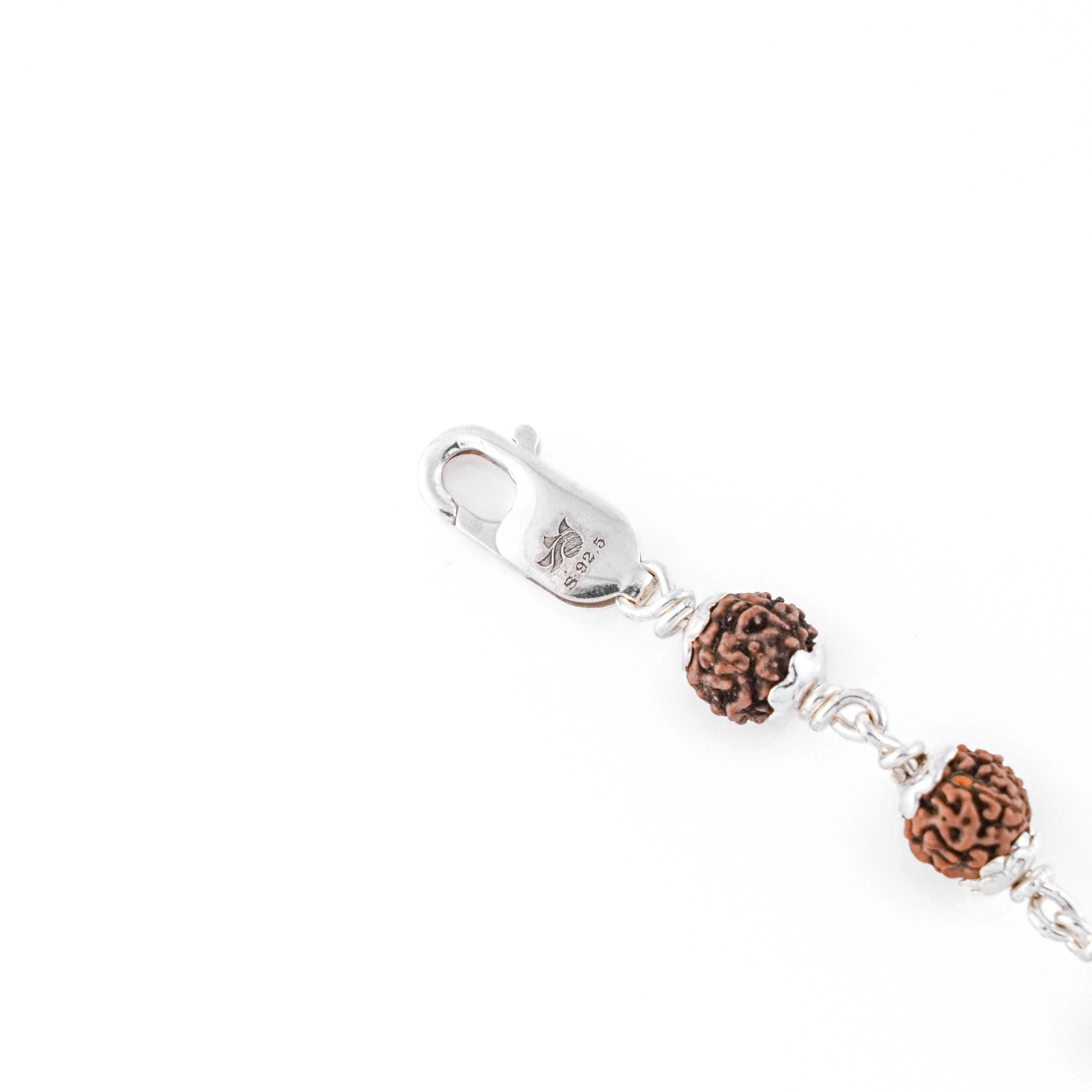 Rudraksha Silver Bracelet With Om in a Concave Sphere - Image 5