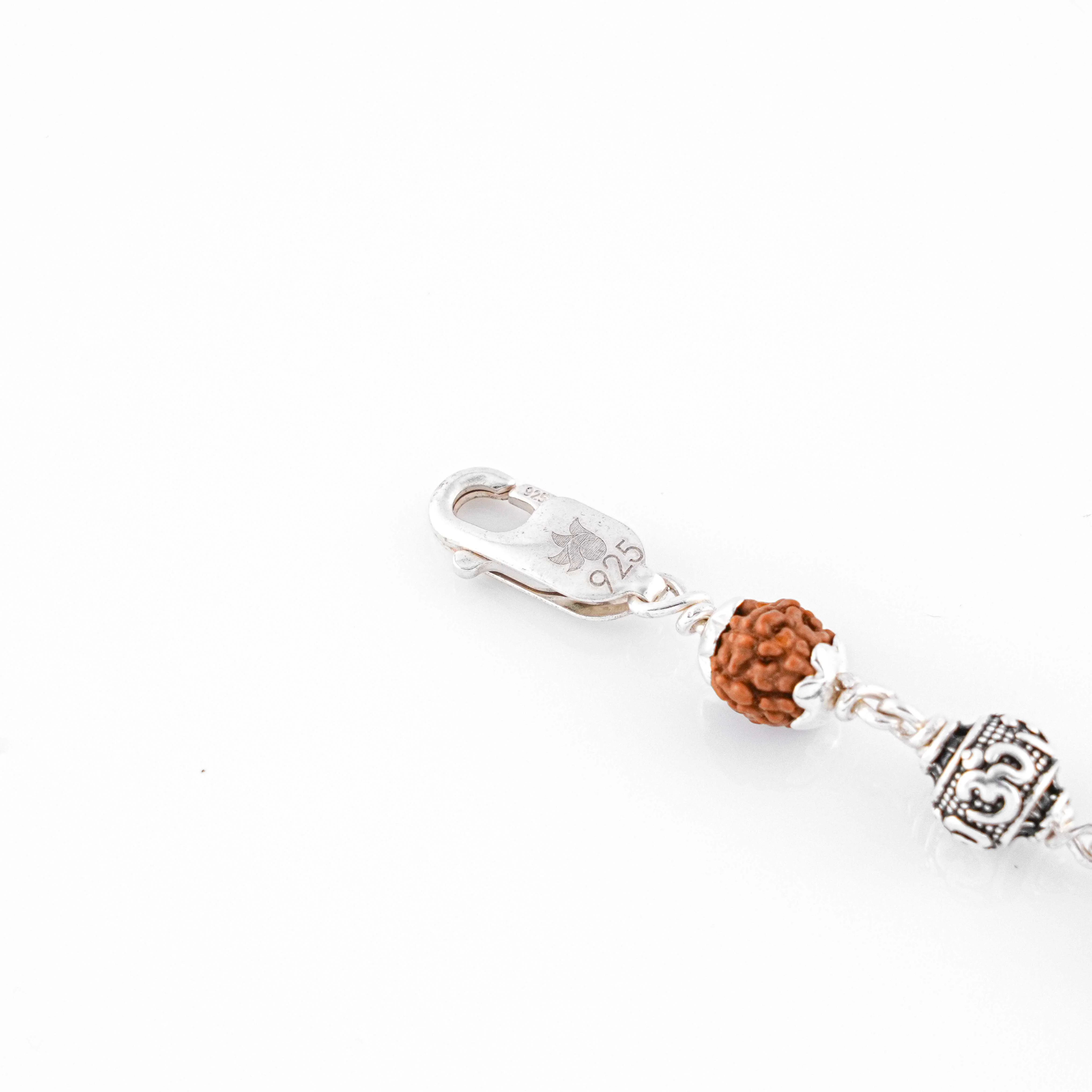 Rudraksha Silver Om Beads Bracelet - Image 5