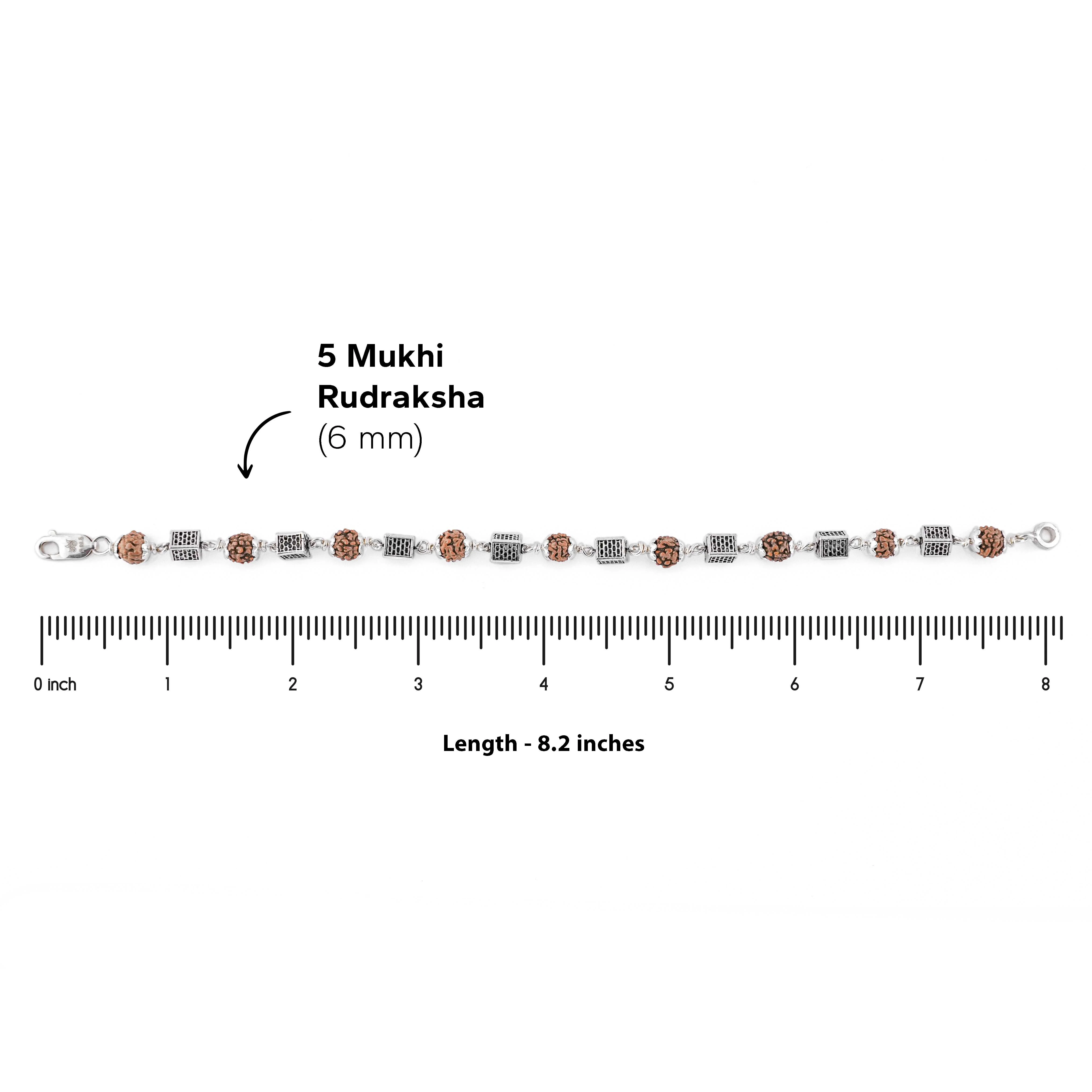 Rudraksha Silver Square Cylinder Bracelet. - Image 6